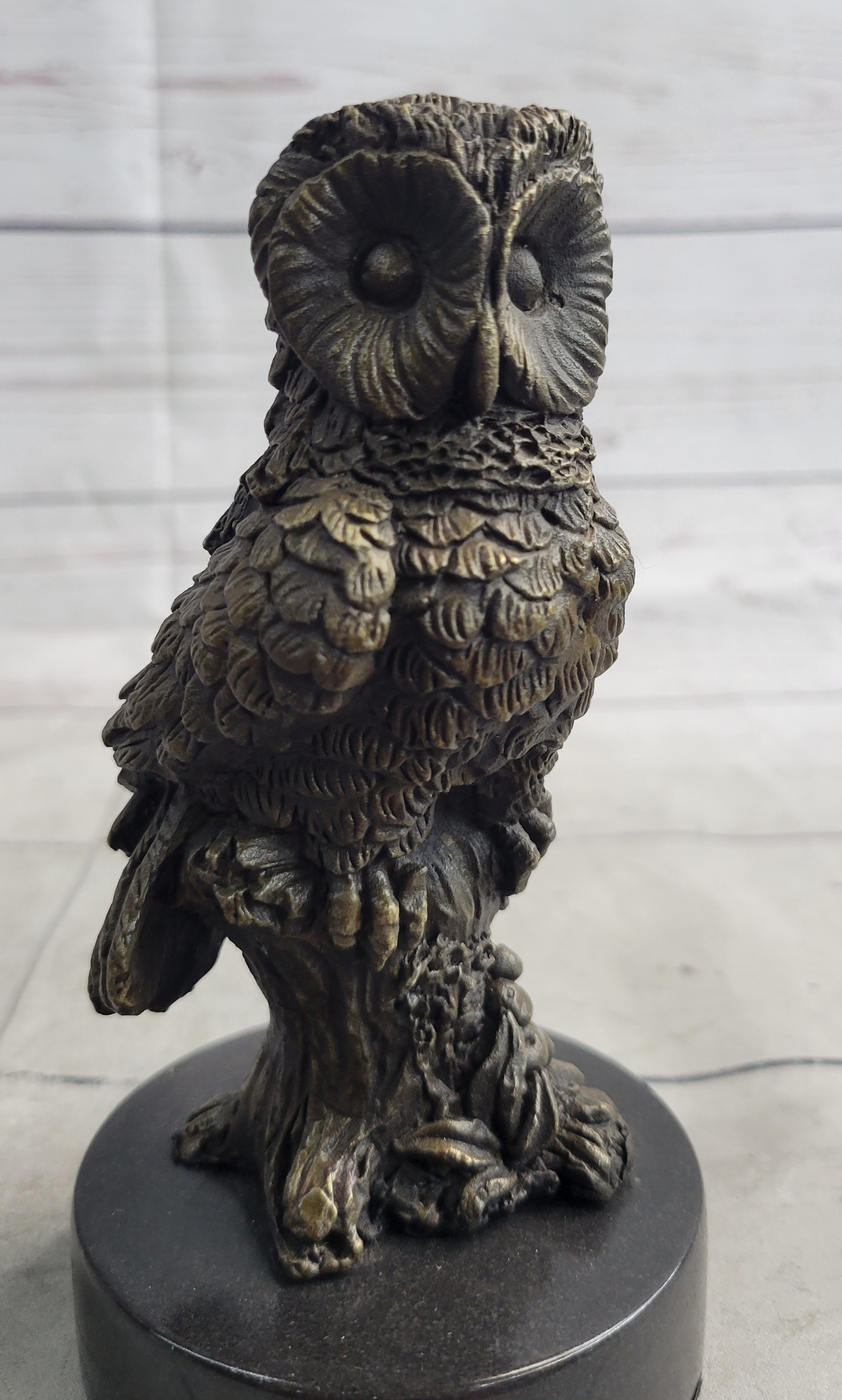 Miniature Bronze Owl Bird Statuette Sculpture Figure Bookend 6" x 3"