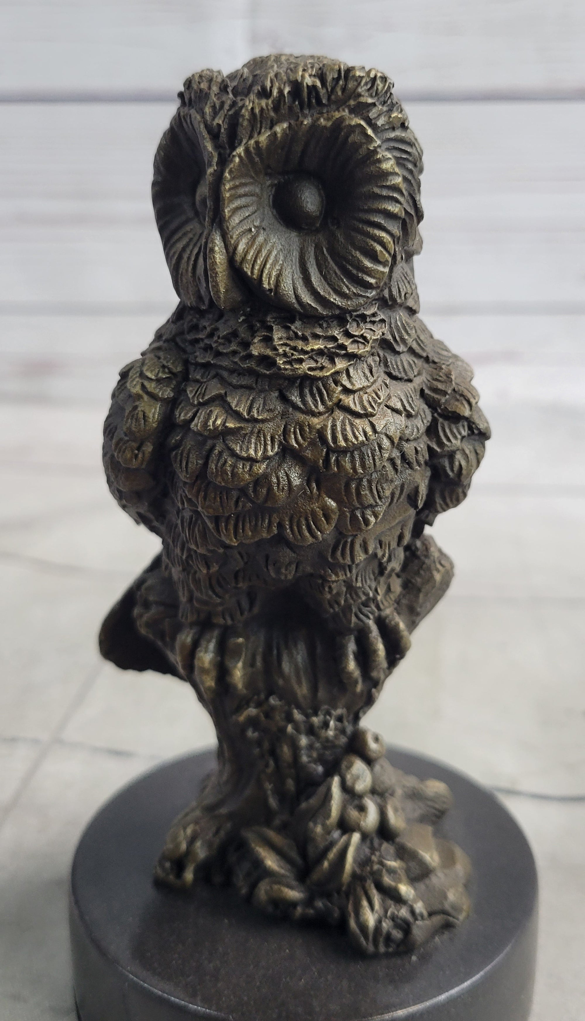 Miniature Bronze Owl Bird Statuette Sculpture Figure Bookend 6" x 3"