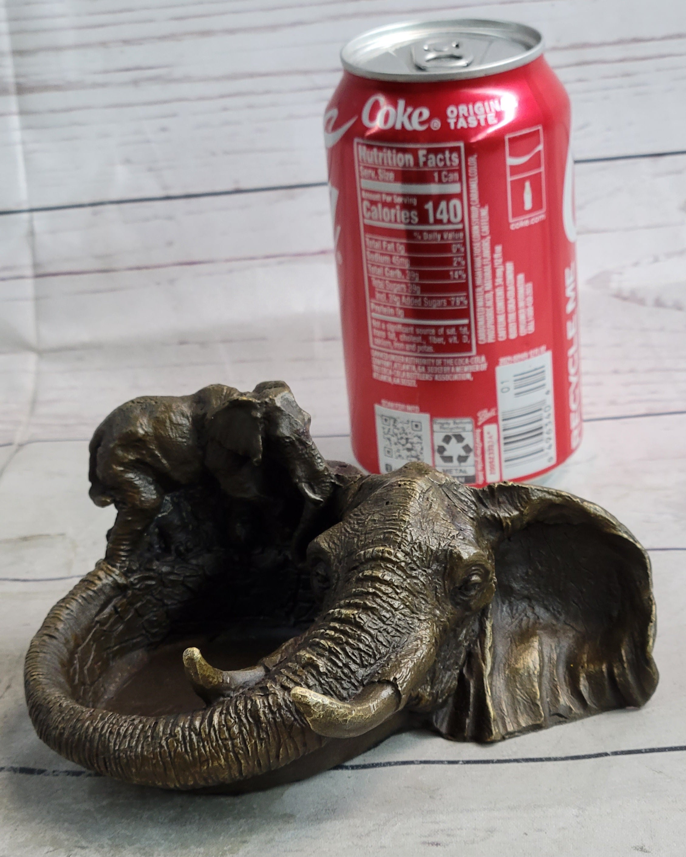 Bronze Metal Elephant Ashtray Dish Original Handmade Art by Milo