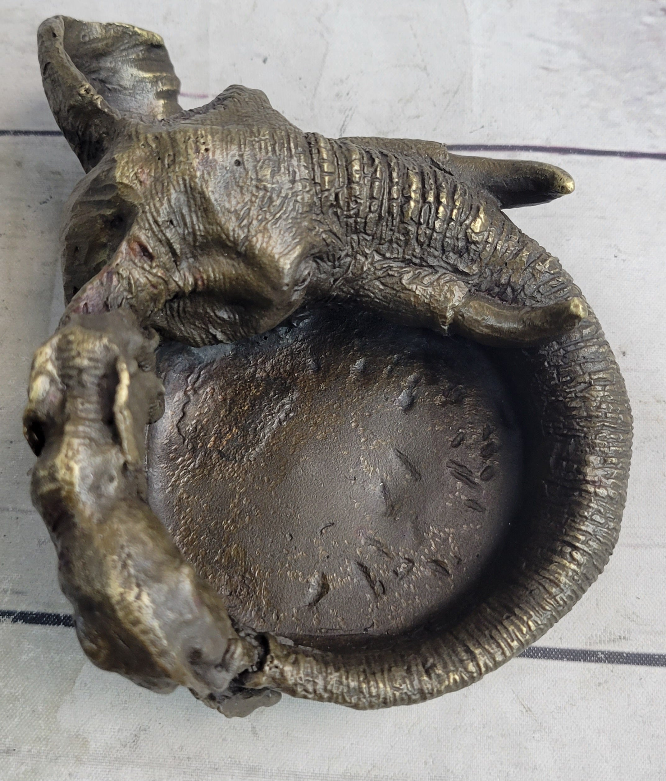 Bronze Metal Elephant Ashtray Dish Original Handmade Art by Milo