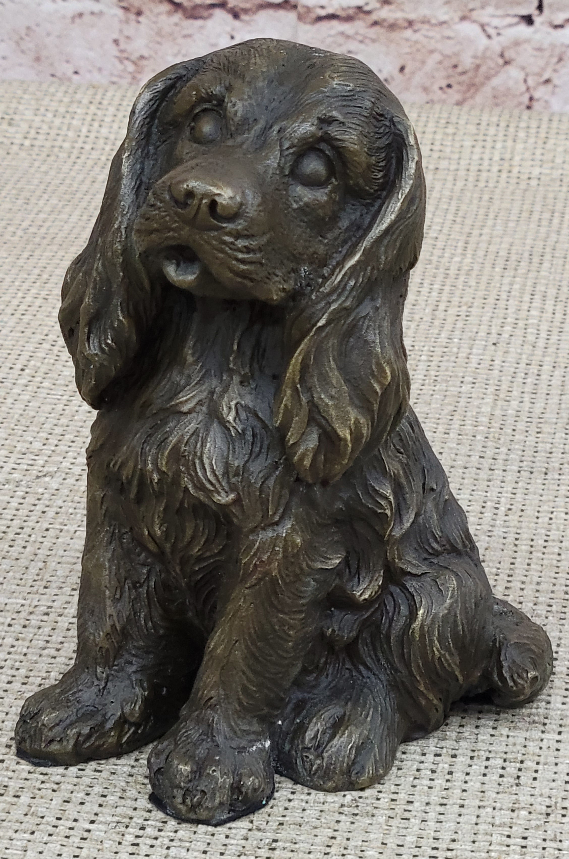 Cocker Spaniel Big Eared Puppy Dog Bronze Figurine Statue Sculpture 6" x 4"