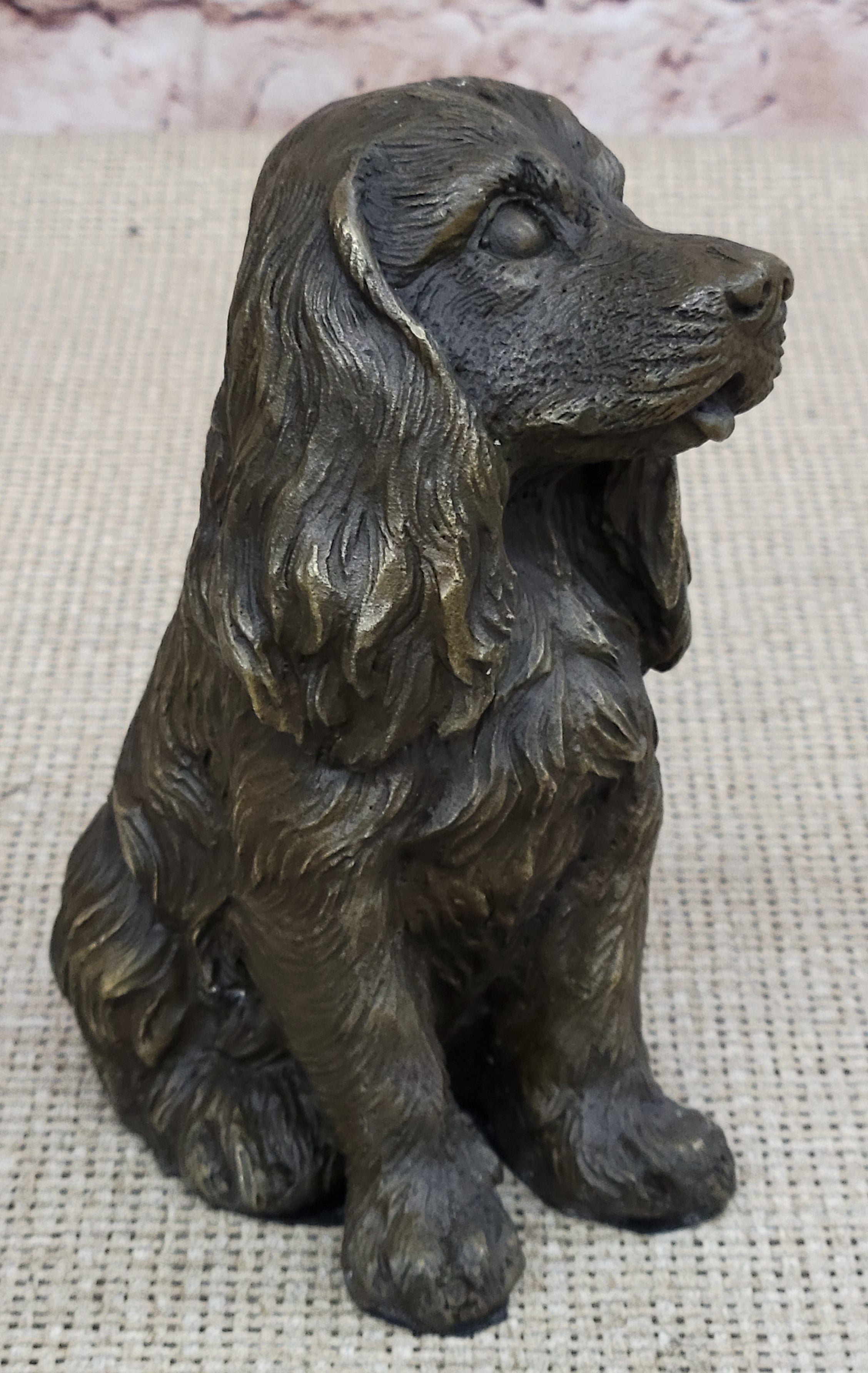 Cocker Spaniel Big Eared Puppy Dog Bronze Figurine Statue Sculpture 6" x 4"