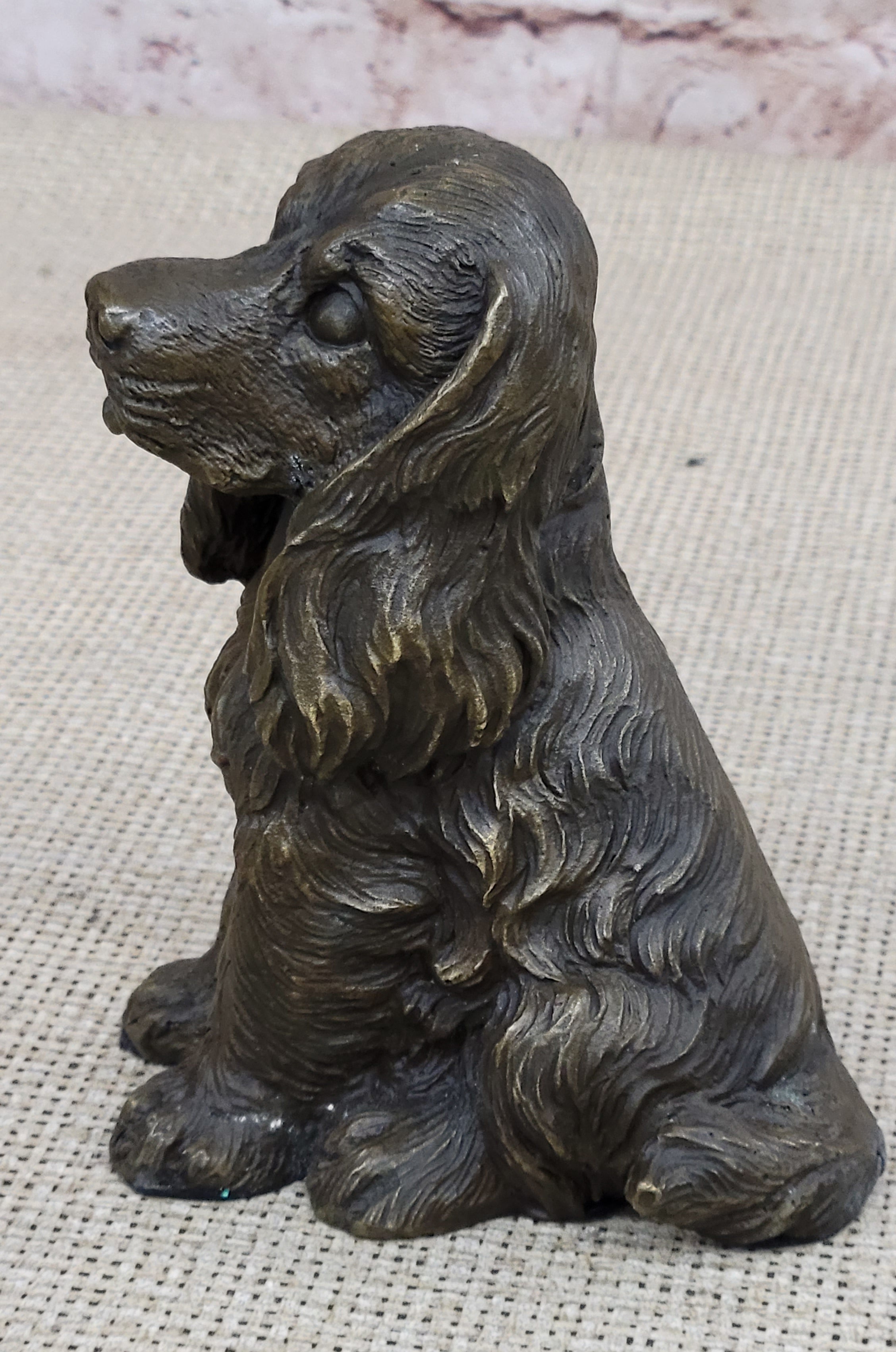Cocker Spaniel Big Eared Puppy Dog Bronze Figurine Statue Sculpture 6" x 4"