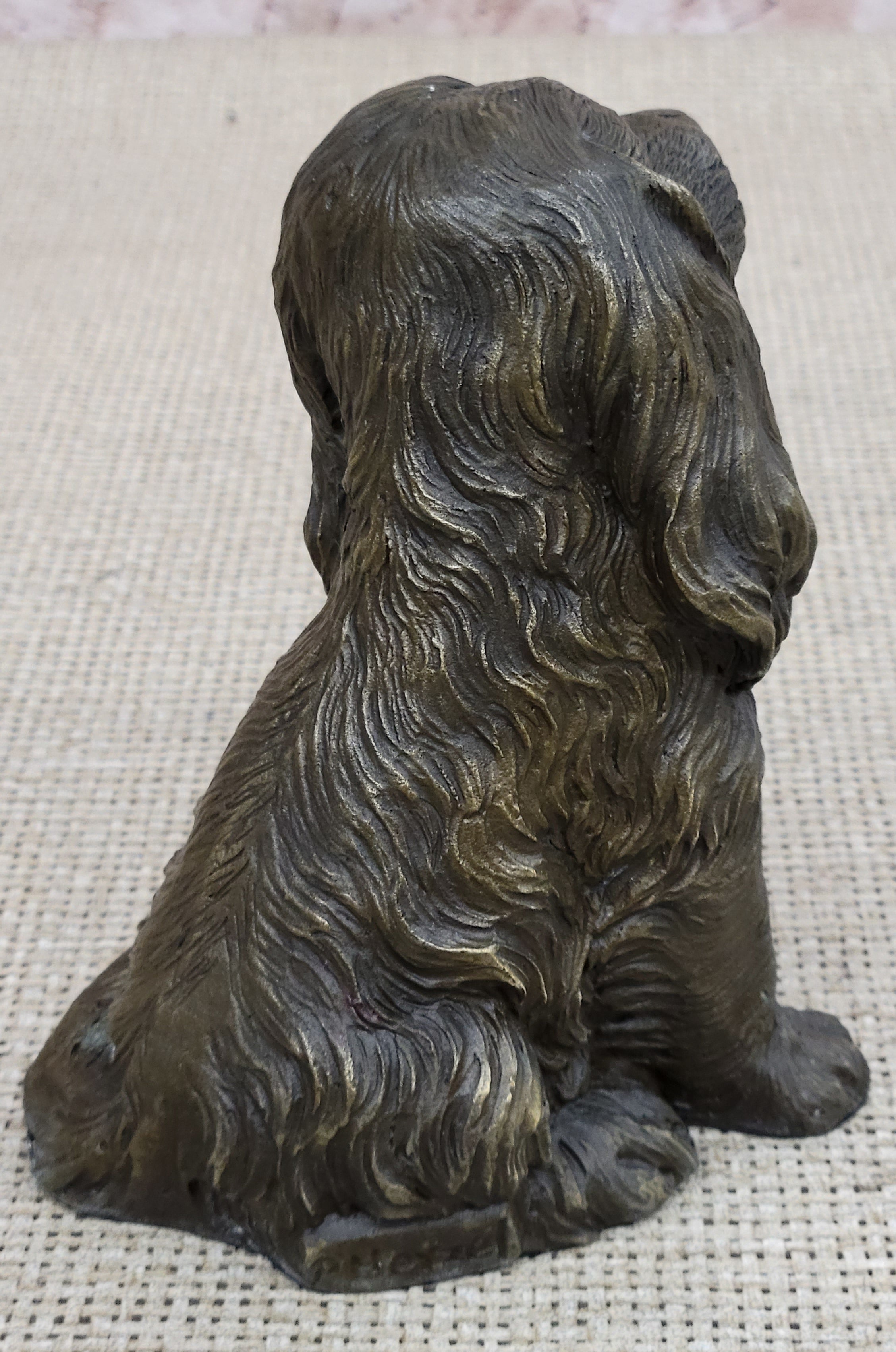 Cocker Spaniel Big Eared Puppy Dog Bronze Figurine Statue Sculpture 6" x 4"