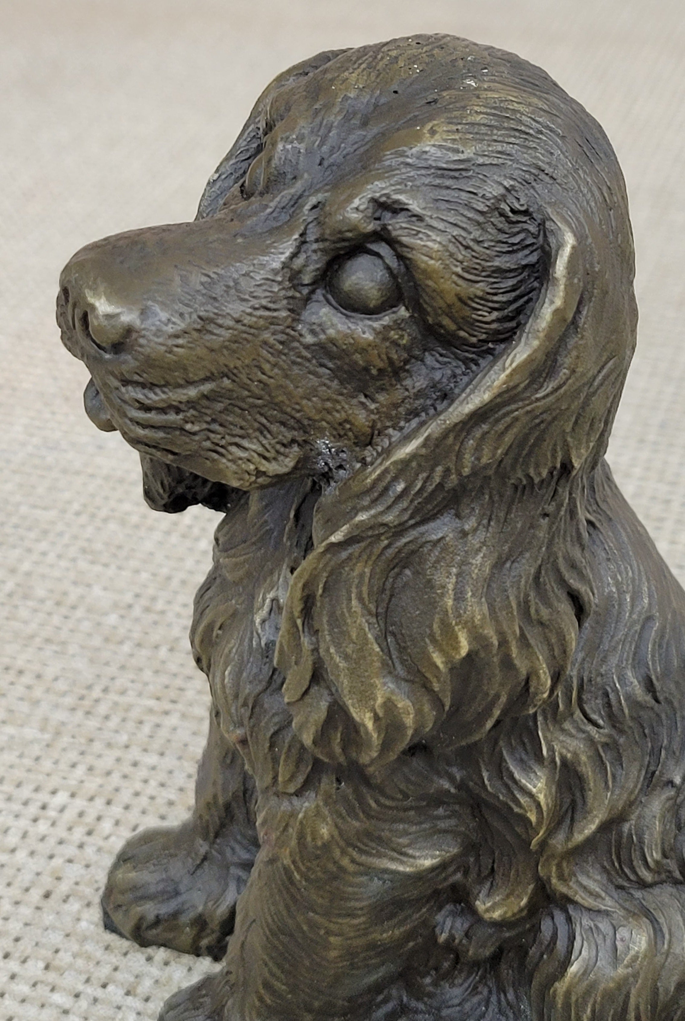 Cocker Spaniel Big Eared Puppy Dog Bronze Figurine Statue Sculpture 6" x 4"