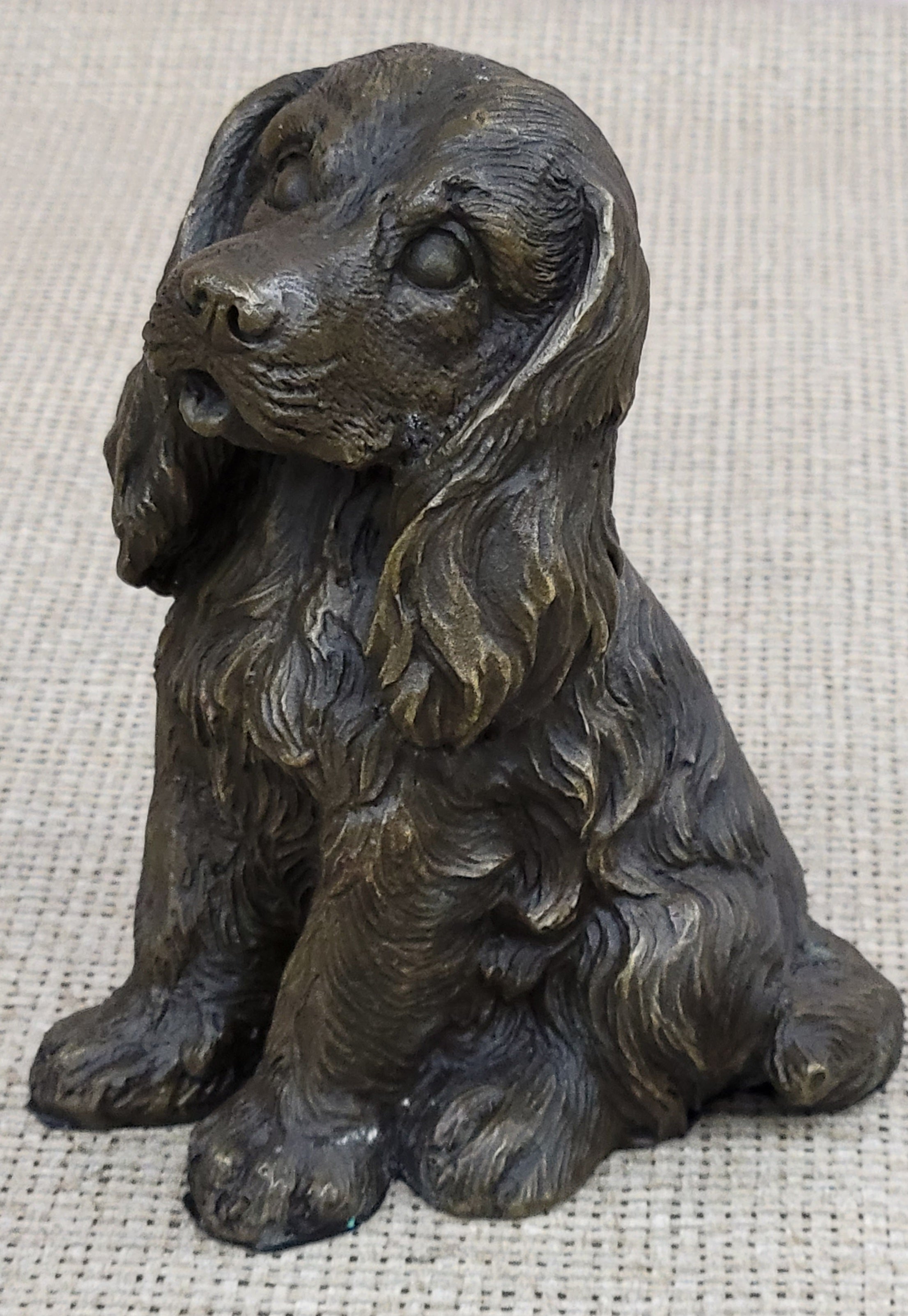Cocker Spaniel Big Eared Puppy Dog Bronze Figurine Statue Sculpture 6" x 4"