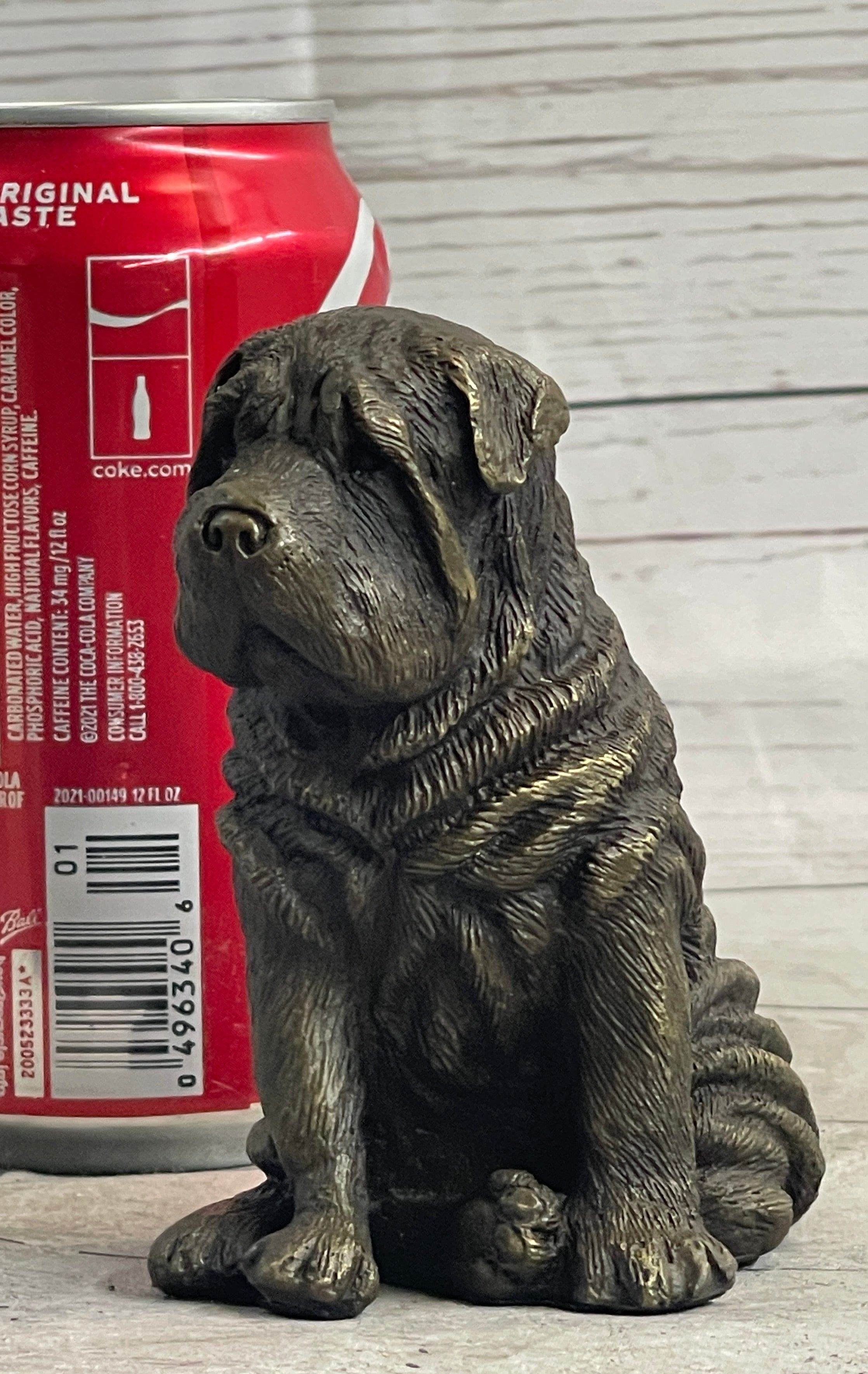 Shar Pei Puppy Dog Bronze Metal Sculpture Figurine Signed Original Art
