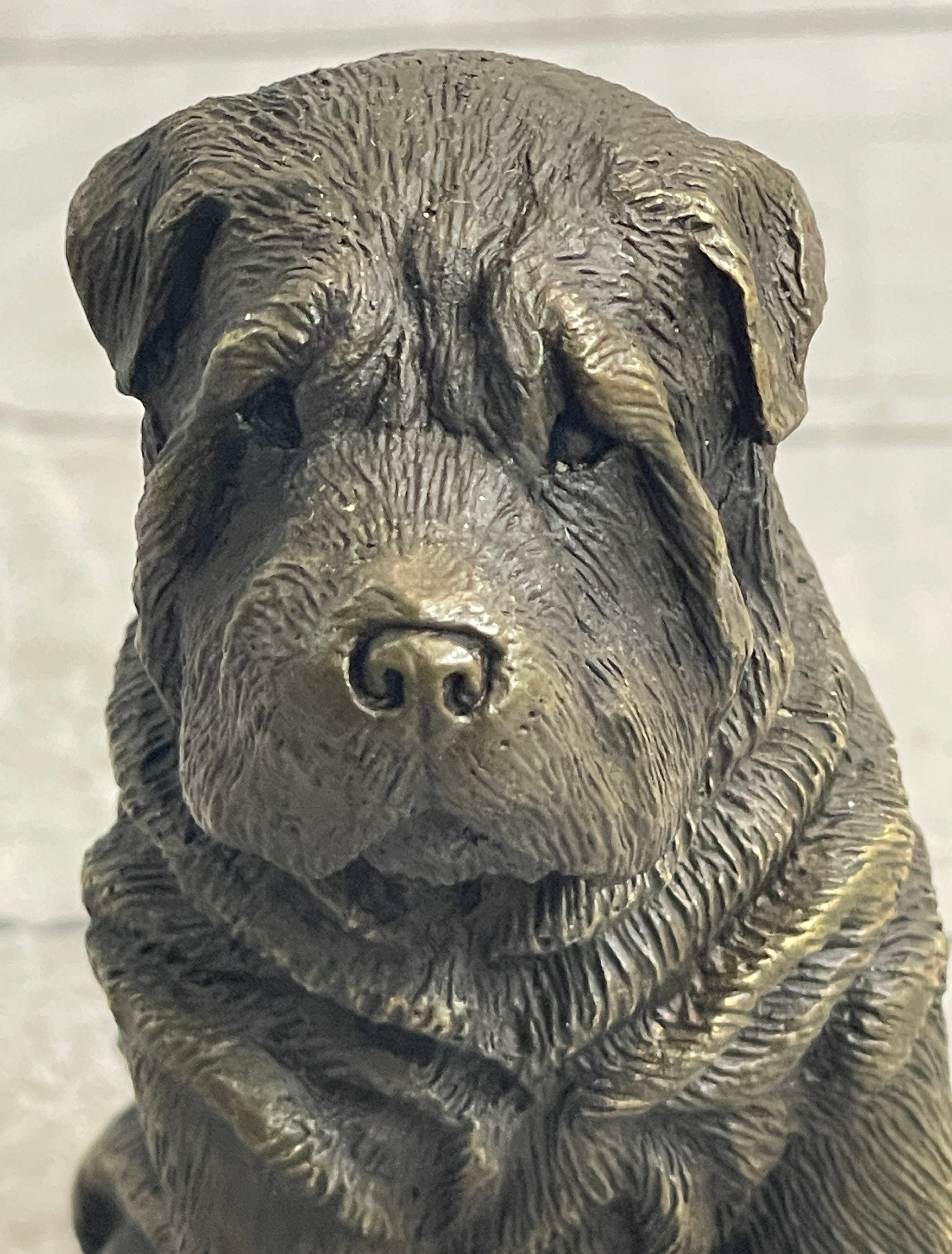 Shar Pei Puppy Dog Bronze Metal Sculpture Figurine Signed Original Art