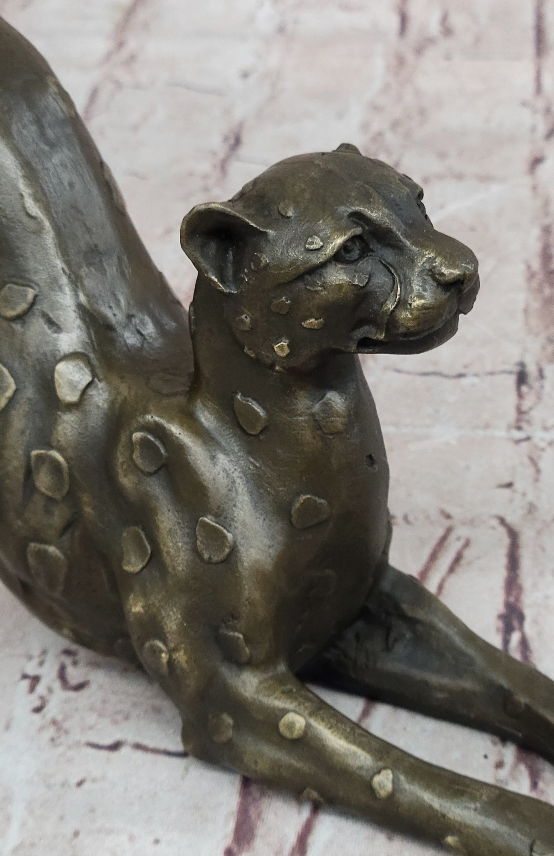 Stretching Cheetah Big Cat Bronze Figurine Figure Sculpture Signed Original 5" x 10"