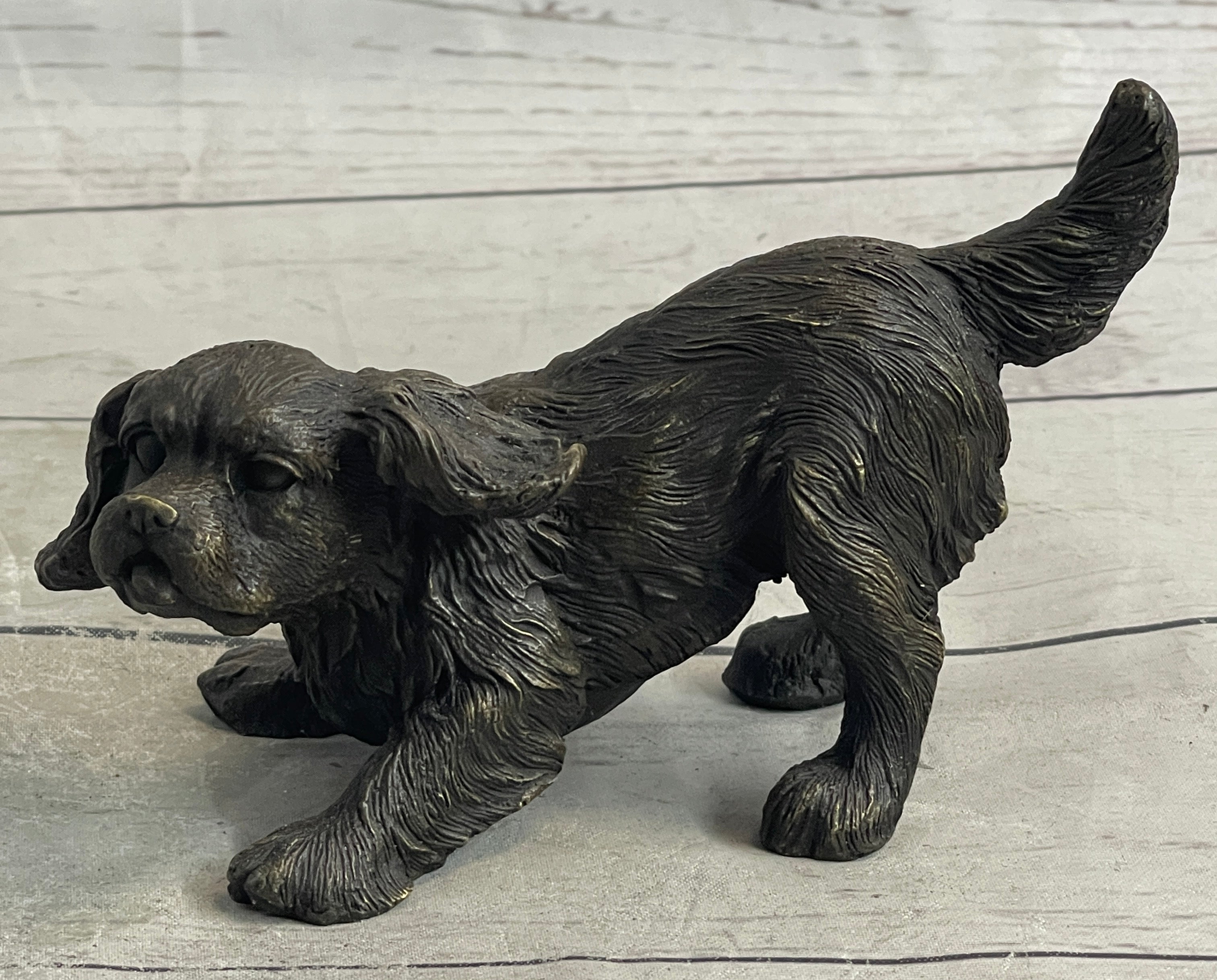 Cavalier King Charles Spaniel Puppy Dog Bronze Metal Sculpture Statue Figurine