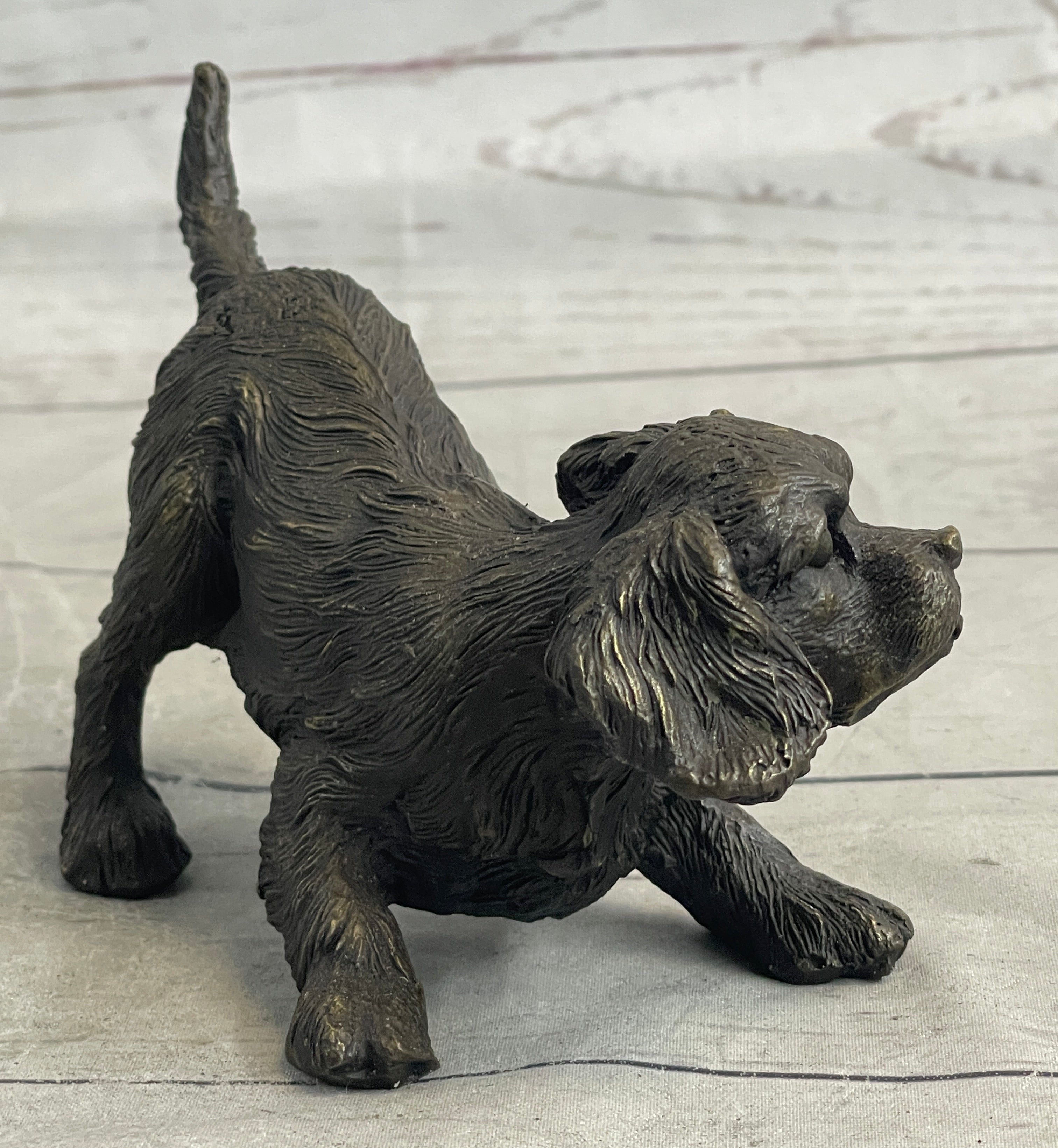Cavalier King Charles Spaniel Puppy Dog Bronze Metal Sculpture Statue Figurine