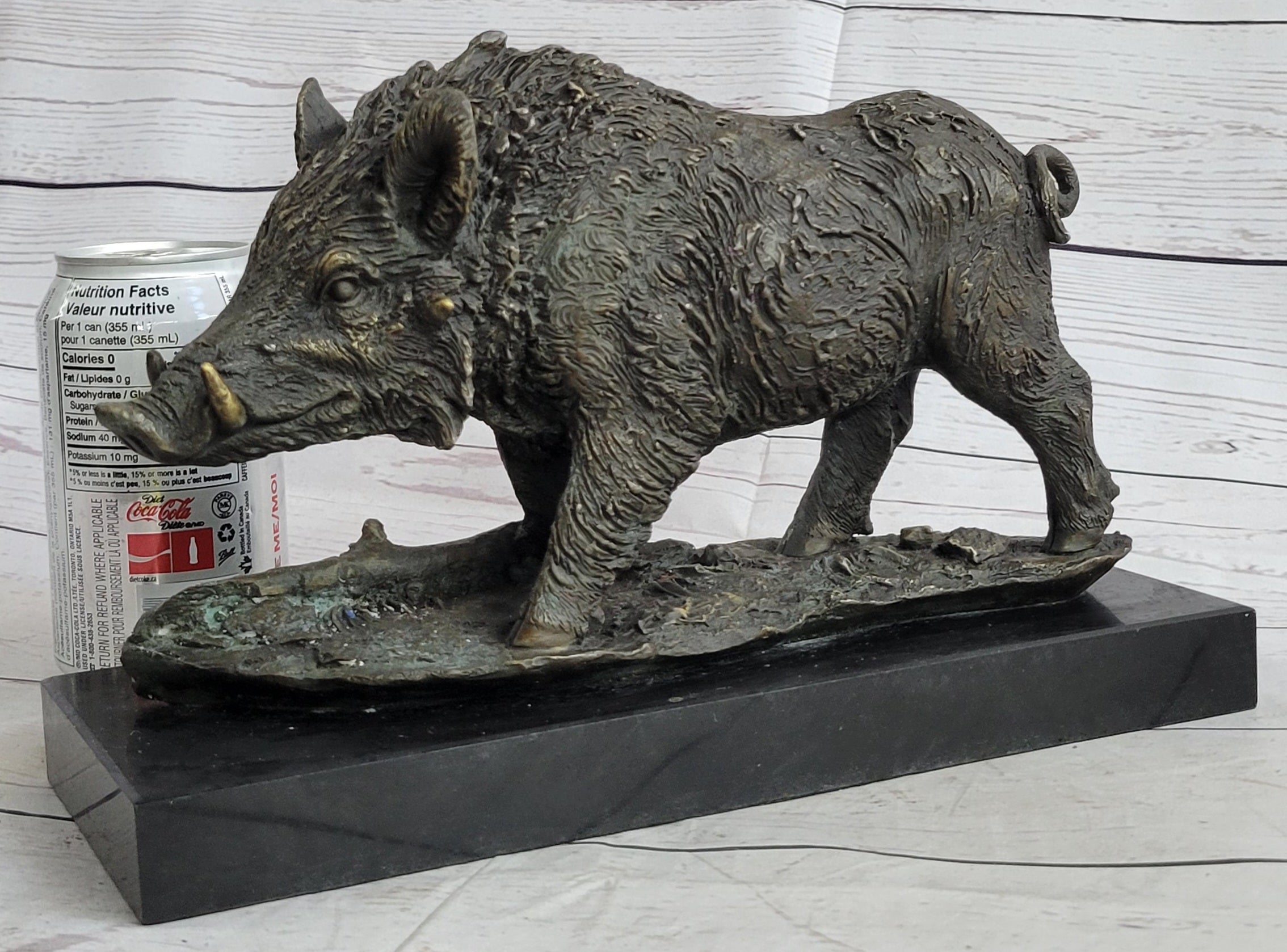 Art Deco HotCast Wild Pig Boar Farm Bronze Animal Statue Sculpture Figurine Gift