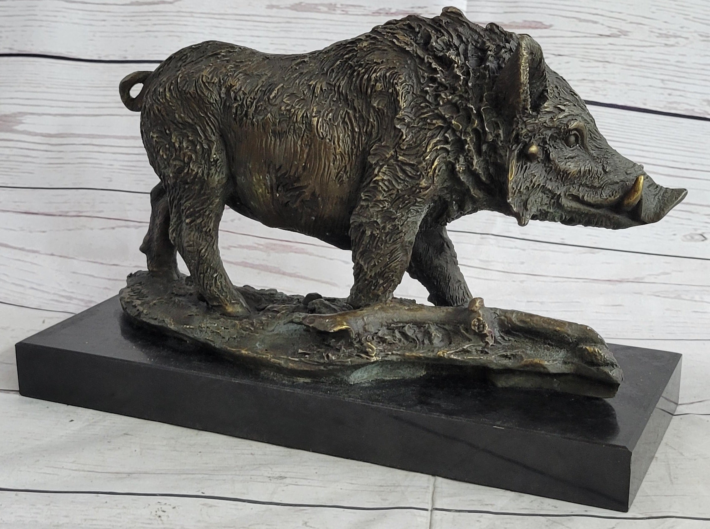 Art Deco HotCast Wild Pig Boar Farm Bronze Animal Statue Sculpture Figurine Gift