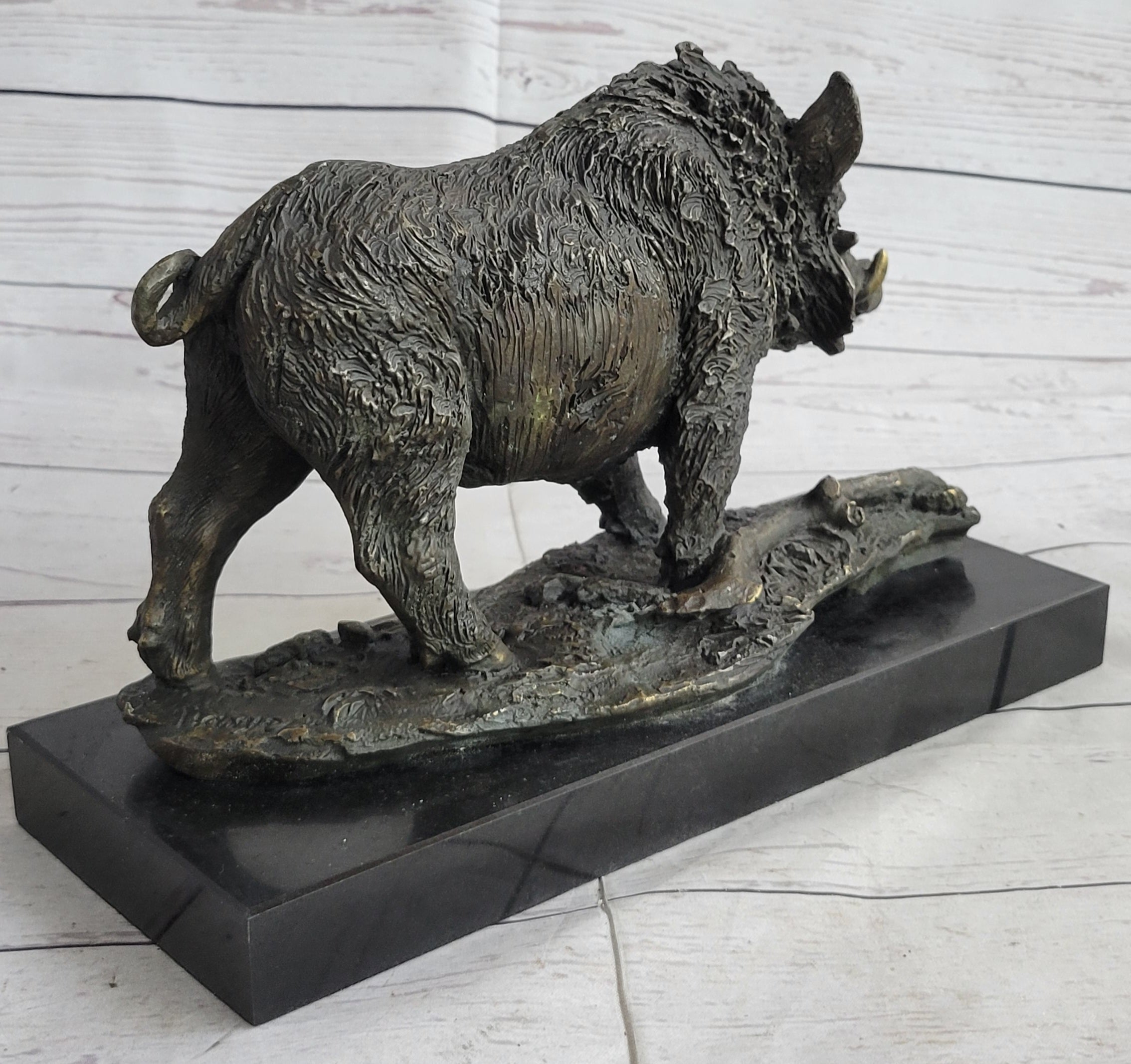 Art Deco HotCast Wild Pig Boar Farm Bronze Animal Statue Sculpture Figurine Gift
