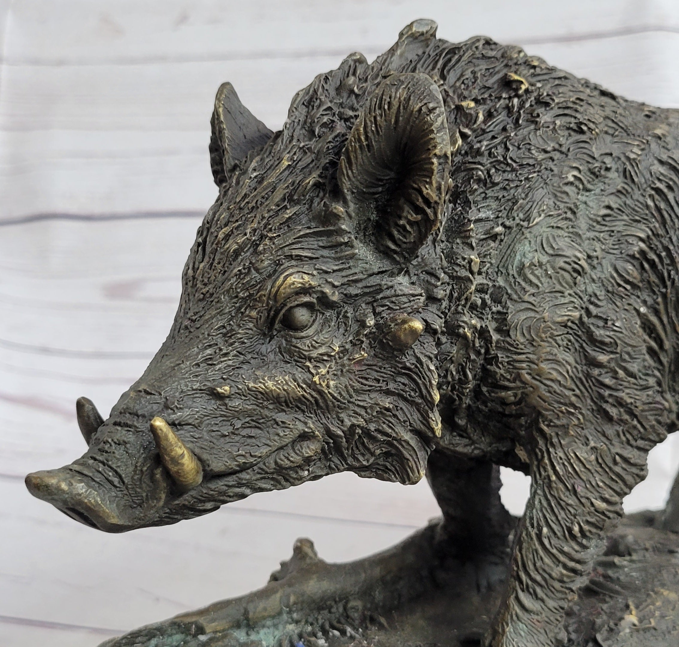 Art Deco HotCast Wild Pig Boar Farm Bronze Animal Statue Sculpture Figurine Gift
