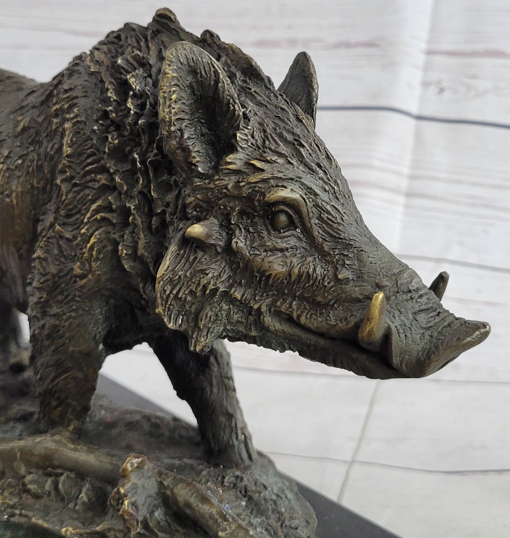 Art Deco HotCast Wild Pig Boar Farm Bronze Animal Statue Sculpture Figurine Gift
