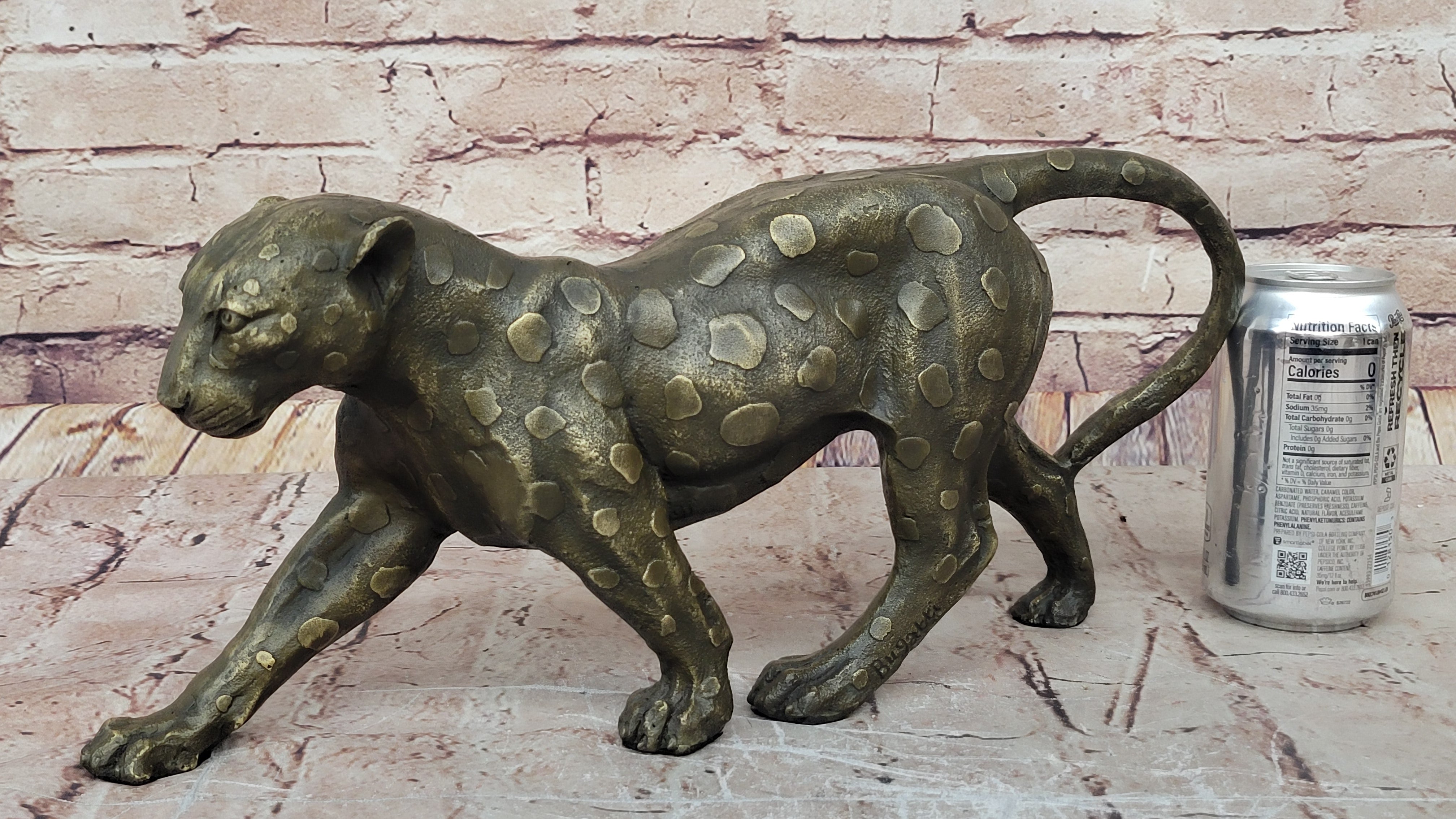 Hot Cast Bronze Cheetah Cat Figurine Sculpture Statue Decor