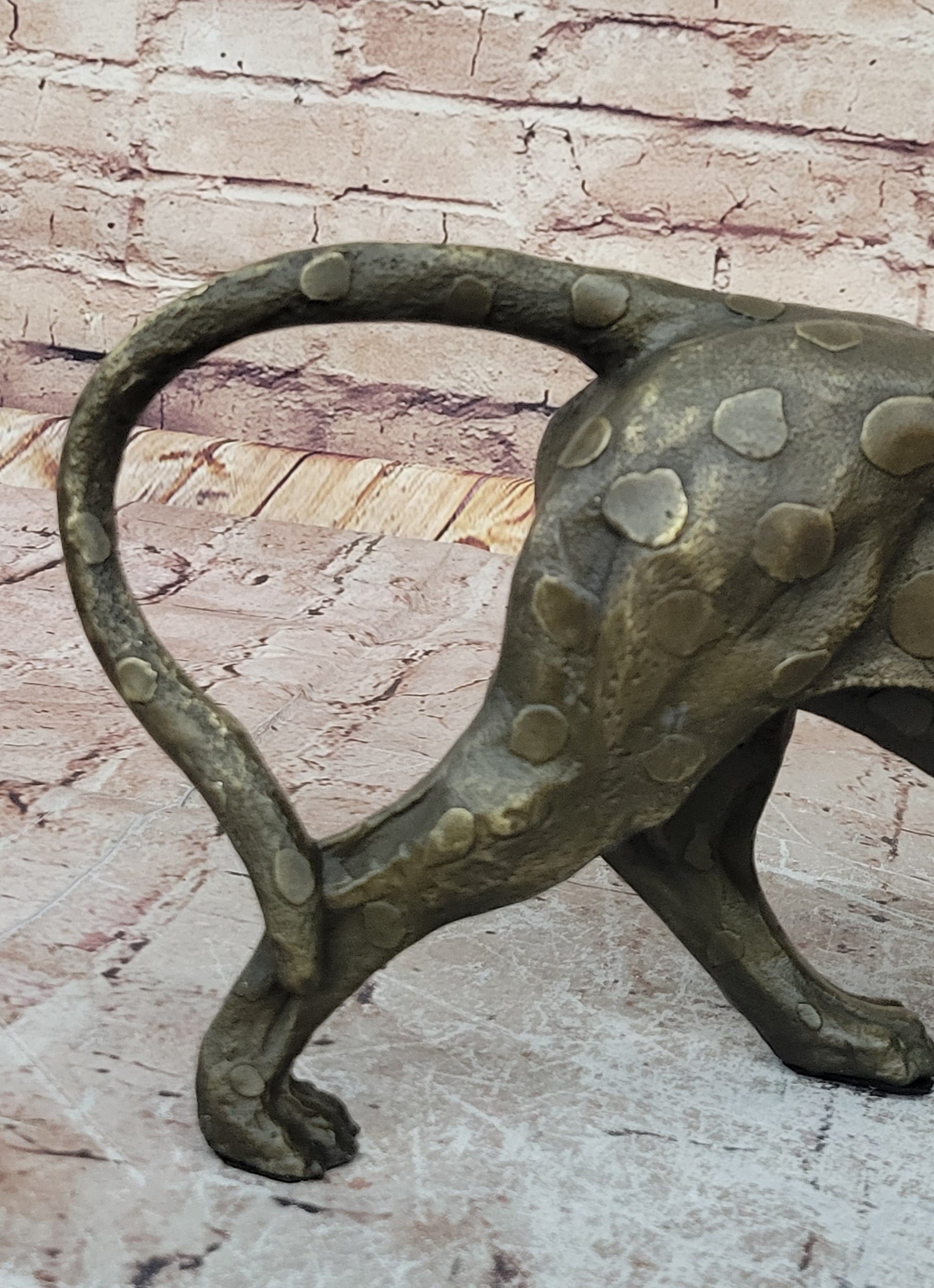 Hot Cast Bronze Cheetah Cat Figurine Sculpture Statue Decor