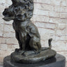 Abstract Crude Lion King Bronze Statue Sculpture Original Art on Marble Base