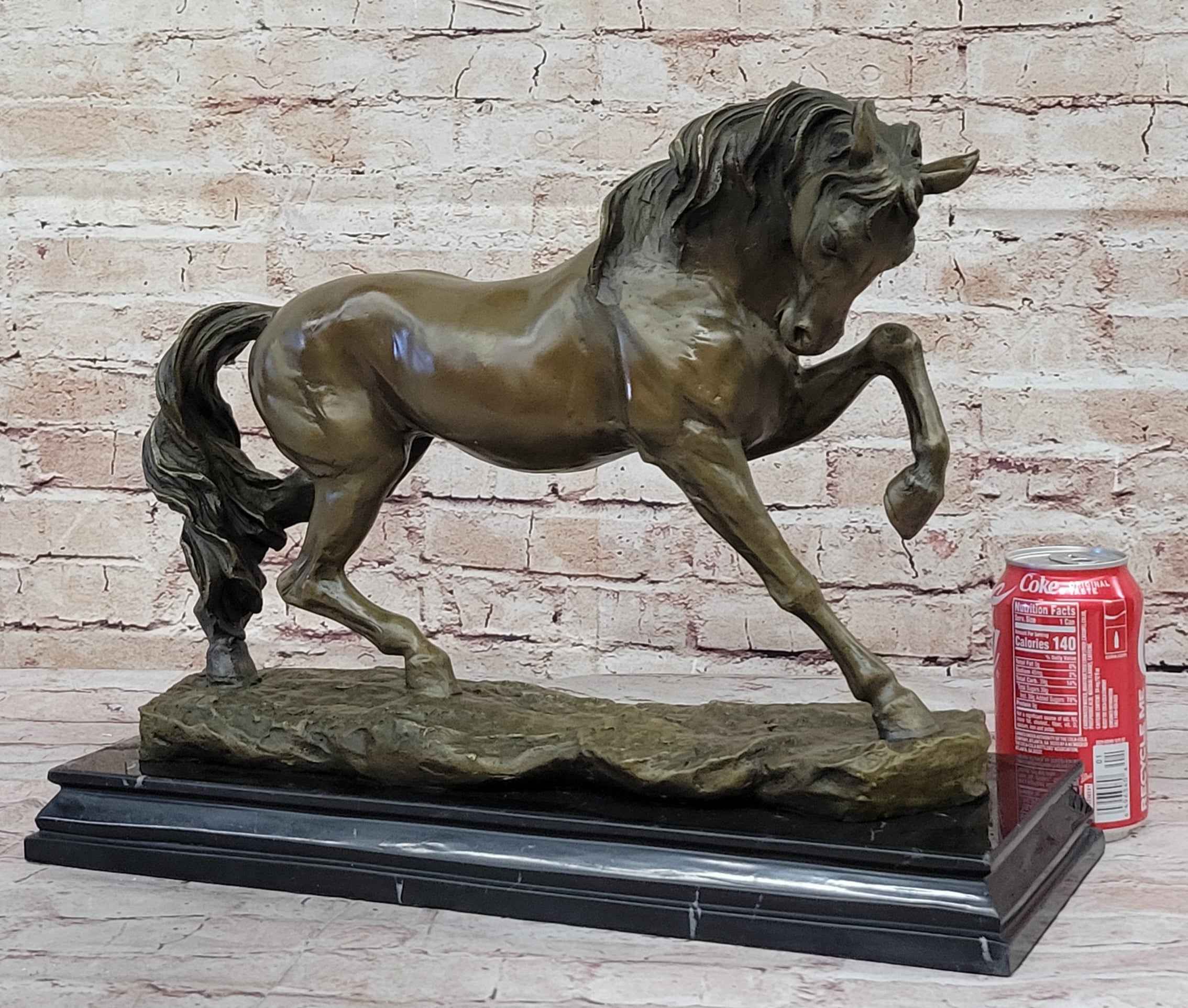Thoroughbred Horse Show Dressage Stallion Mare Bronze Sculpture Statue Figure on Marble Base