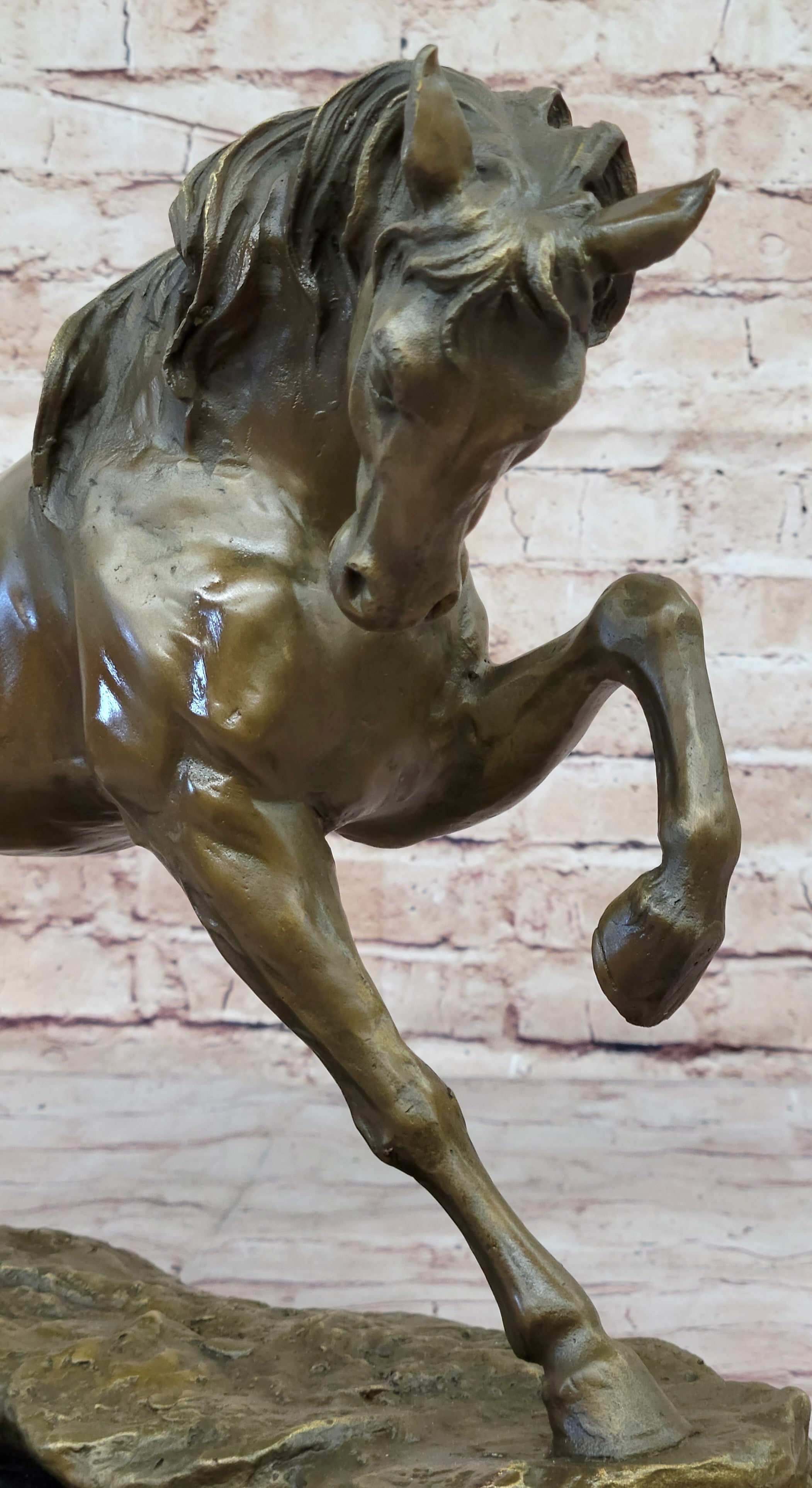 Thoroughbred Horse Show Dressage Stallion Mare Bronze Sculpture Statue Figure on Marble Base