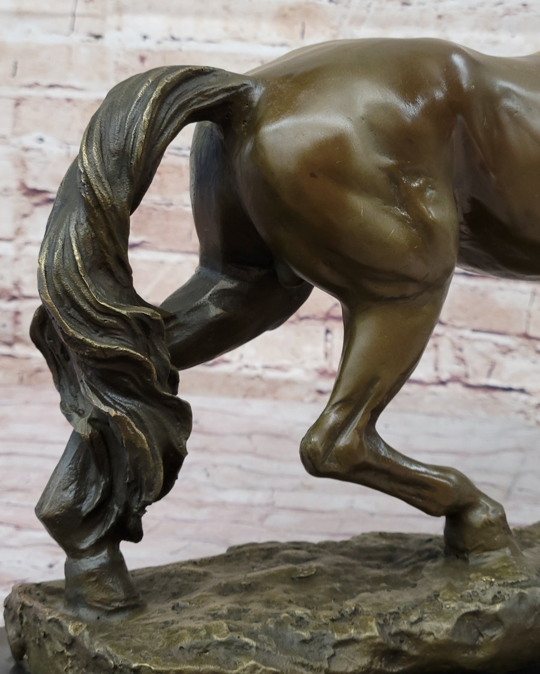 Thoroughbred Horse Show Dressage Stallion Mare Bronze Sculpture Statue Figure on Marble Base