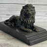 Male Guardian Lion Bronze Statue Sculpture Figure Marble Base Antoine Barye 7" x 12"