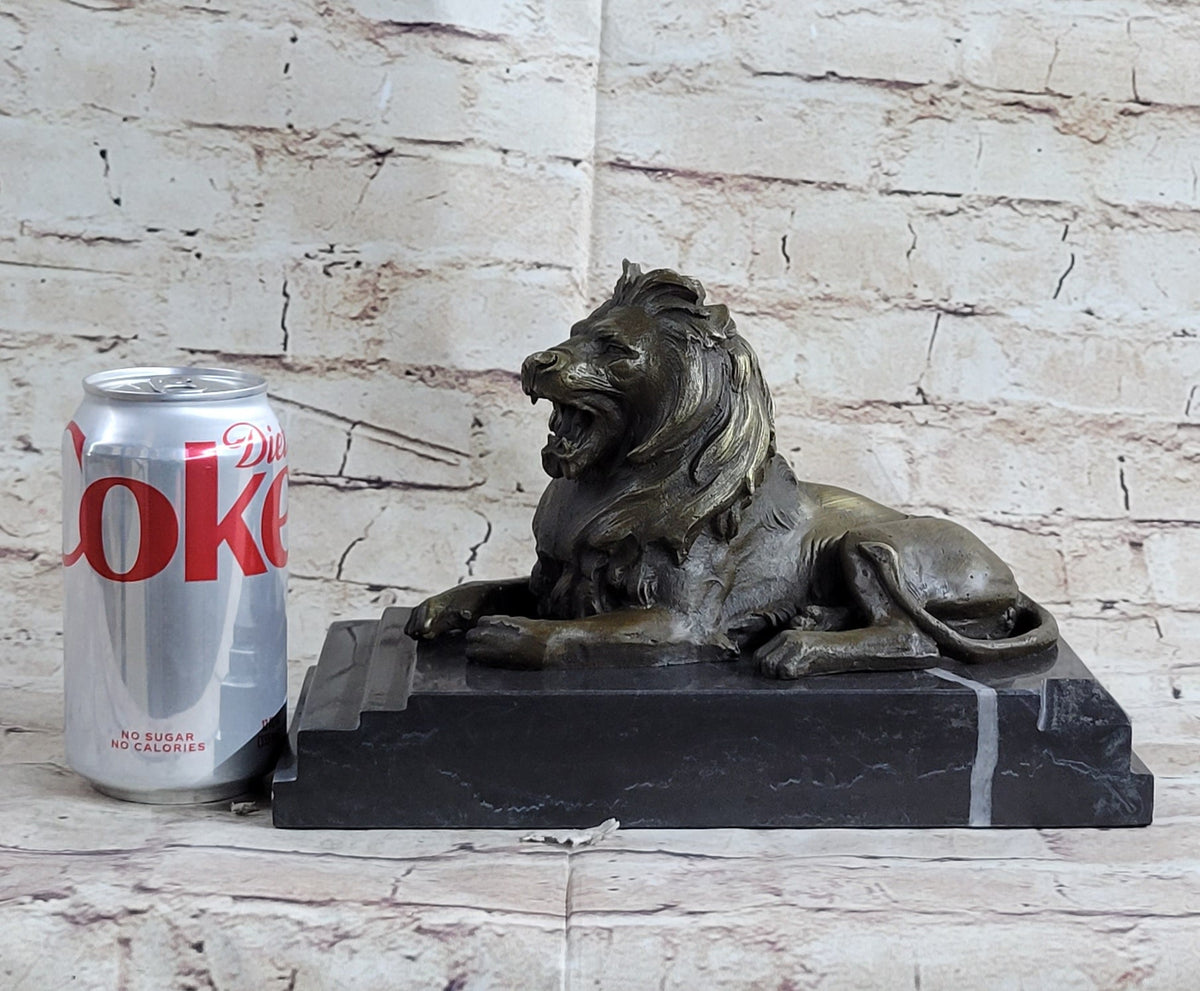 Signed Barye King Of Jungle Lion Bronze Sculpture Vintage Reproduction Art Deco