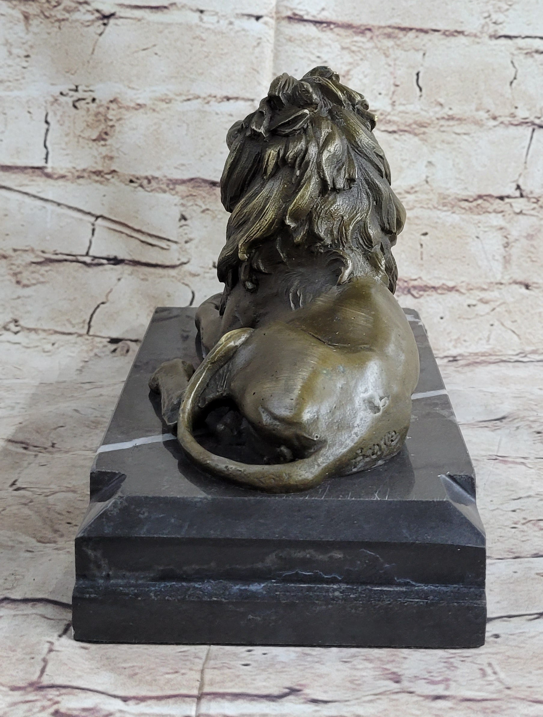 Signed Barye King Of Jungle Lion Bronze Sculpture Vintage Reproduction Art Deco