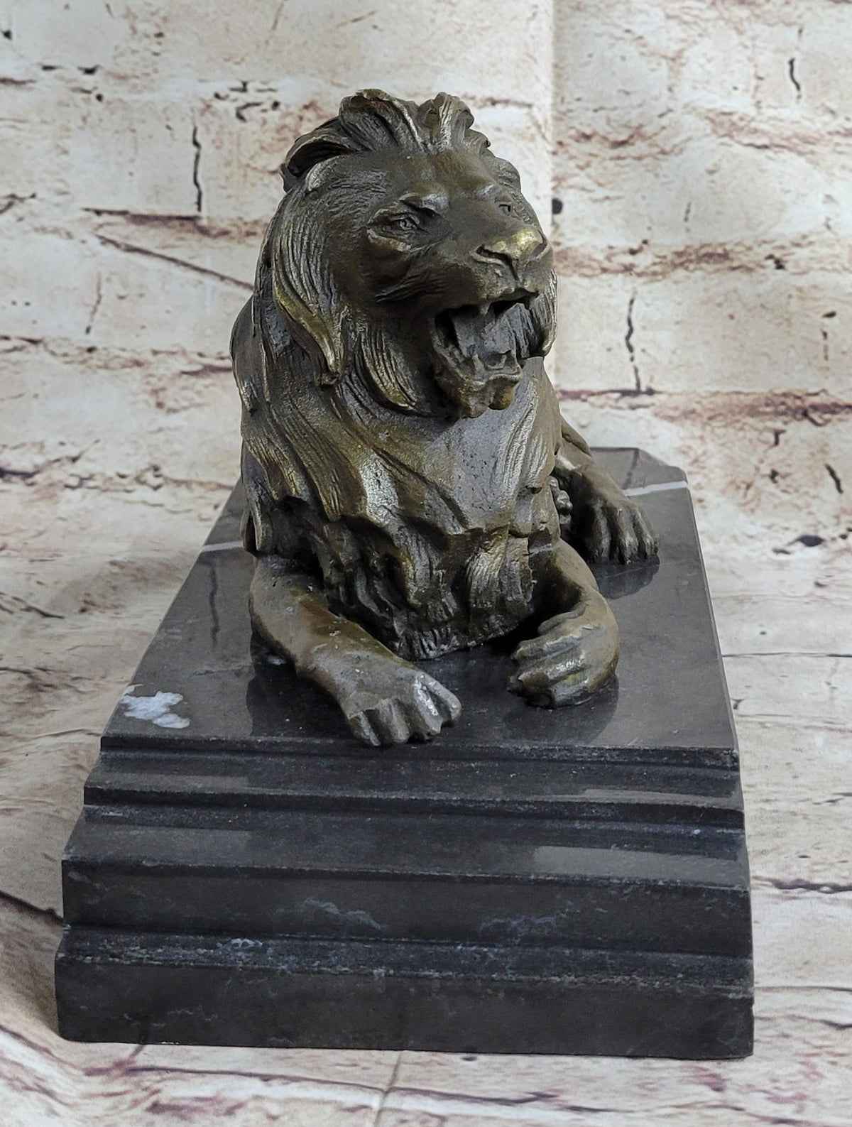 Signed Barye King Of Jungle Lion Bronze Sculpture Vintage Reproduction Art Deco