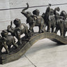 Elephants Crossing Bridge Carrying Money Fortune Lucky Bronze Sculpture Statue Art Decor
