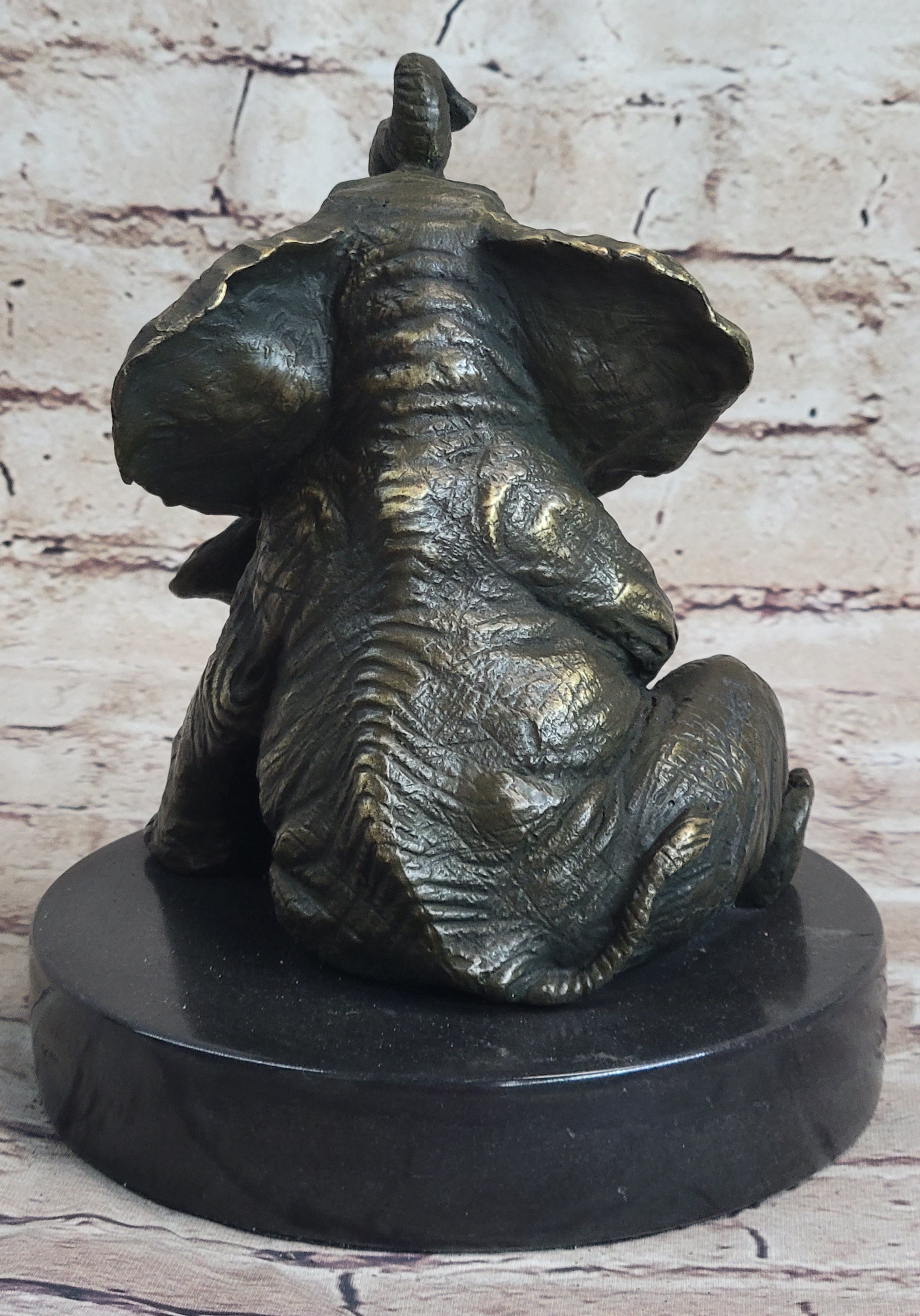 Bronze Sculpture Laughing Mother Elephant With Baby Calf Bronze Figurine Statue Decor
