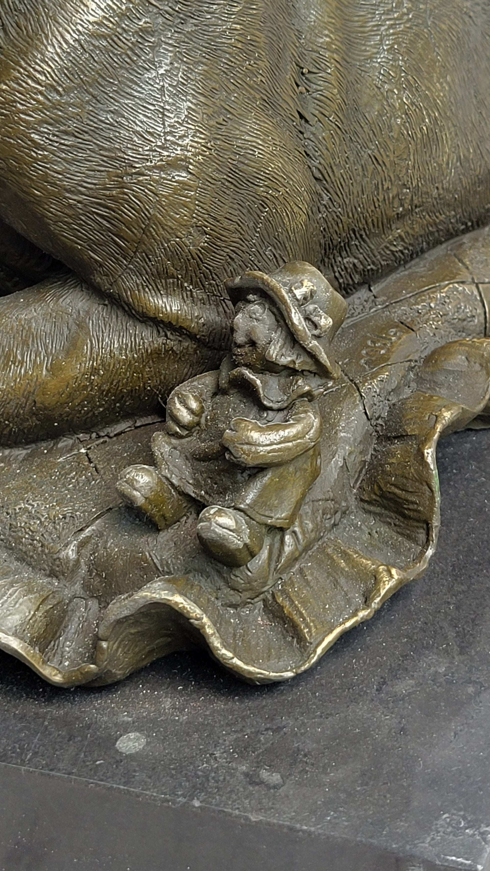 Mother Dog and 2 Puppies Bronze Sculpture Statue Pet Decor Signed Art Marble Base