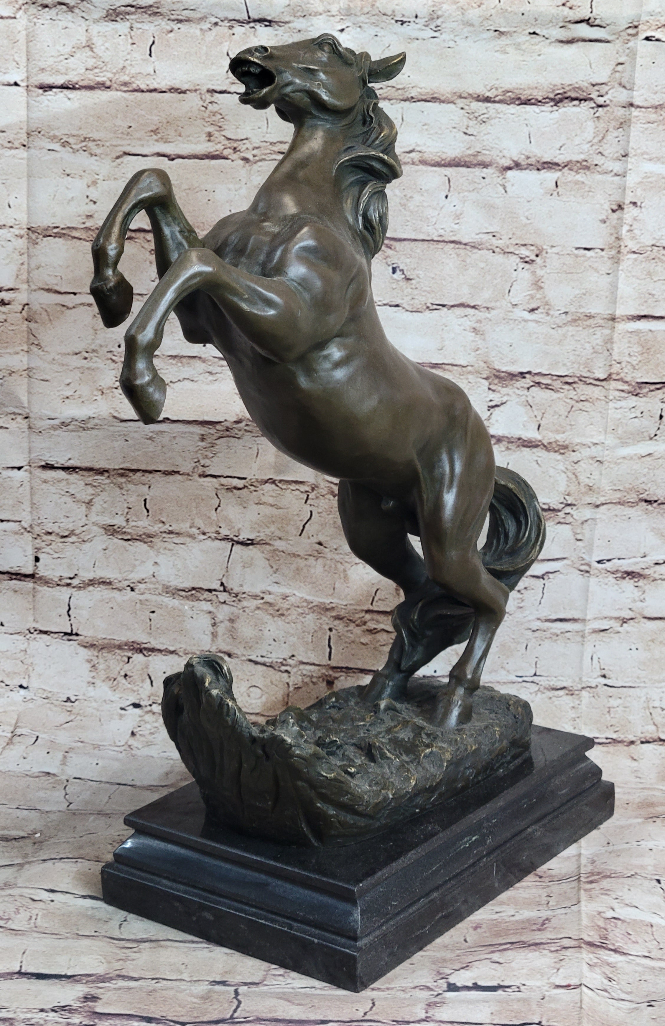 Rearing Horse on Hind Legs Bronze Sculpture Statue Equestrian PJ Mene Art Decor