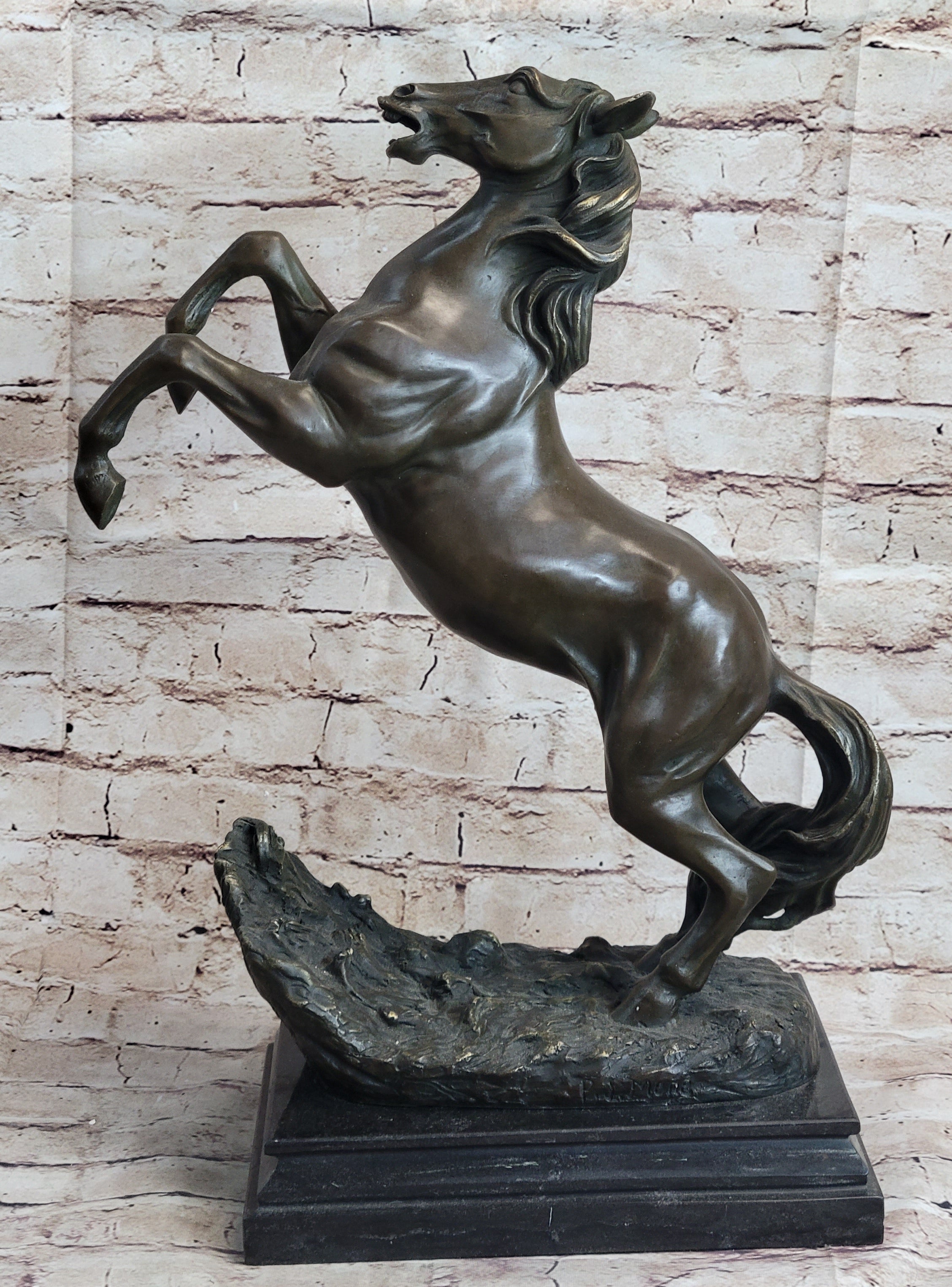 Rearing Horse on Hind Legs Bronze Sculpture Statue Equestrian PJ Mene Art Decor