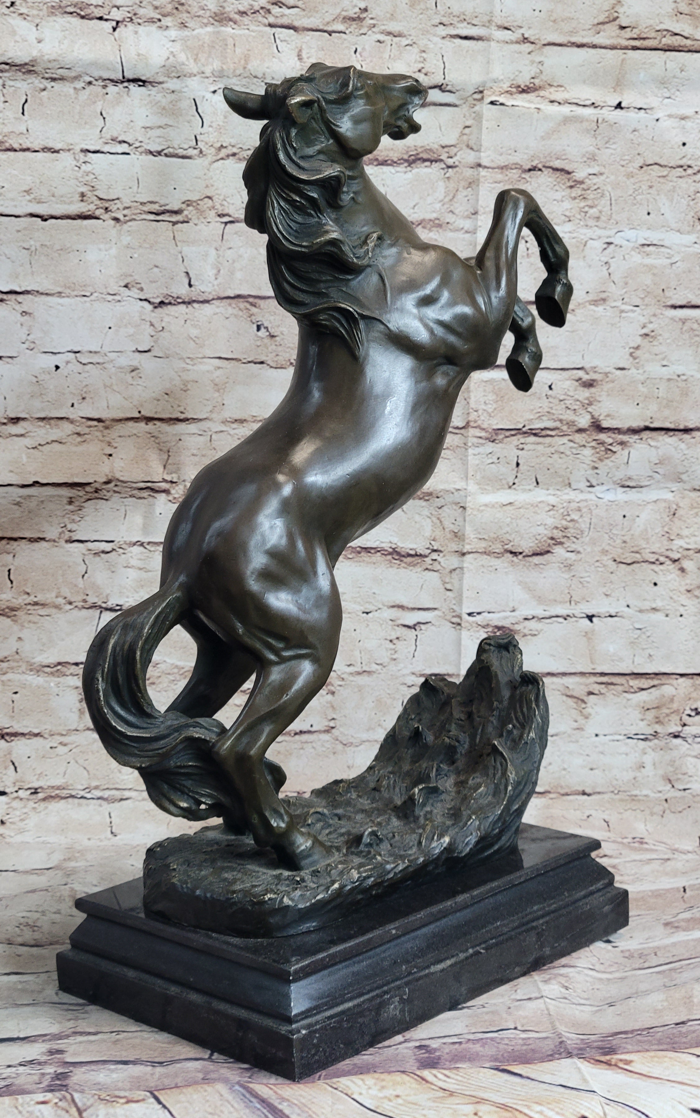Rearing Horse on Hind Legs Bronze Sculpture Statue Equestrian PJ Mene Art Decor