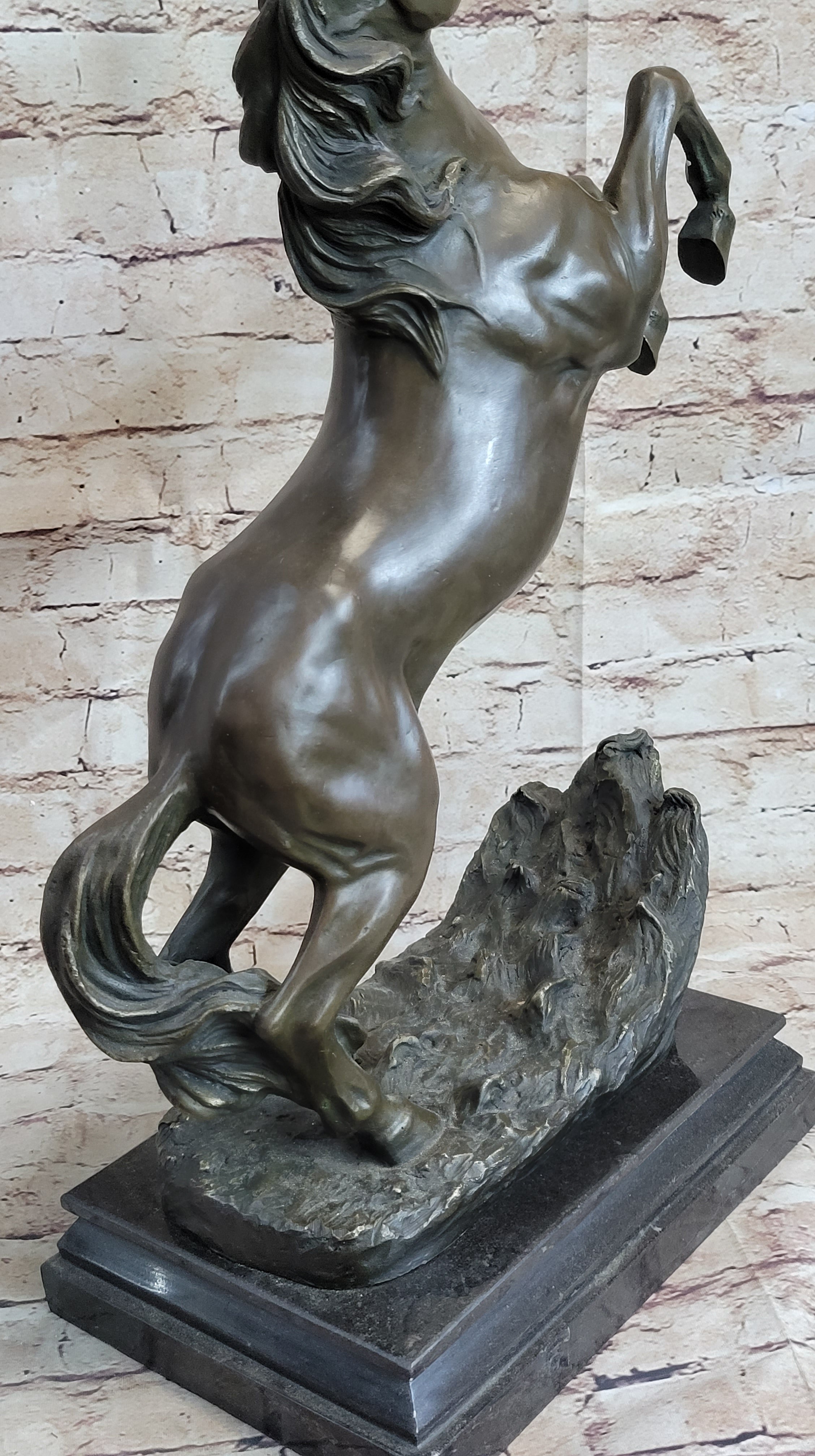 Rearing Horse on Hind Legs Bronze Sculpture Statue Equestrian PJ Mene Art Decor