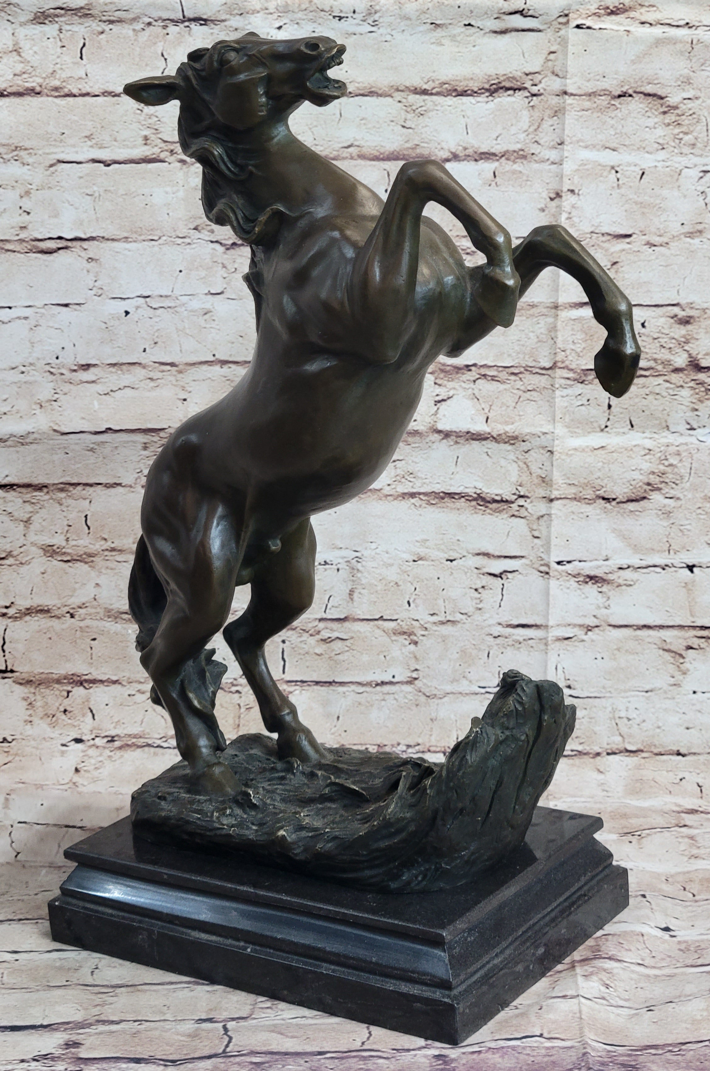 Rearing Horse on Hind Legs Bronze Sculpture Statue Equestrian PJ Mene Art Decor