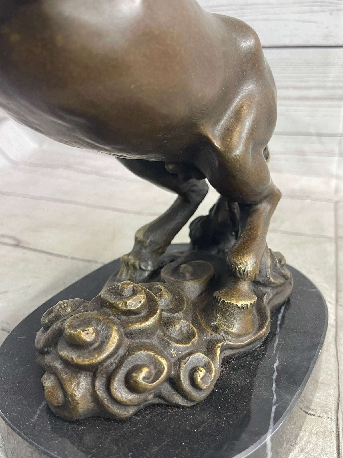 Rearing Horse Trainer Equestrian Artwork Art Bronze on Marble Statue Sculpture