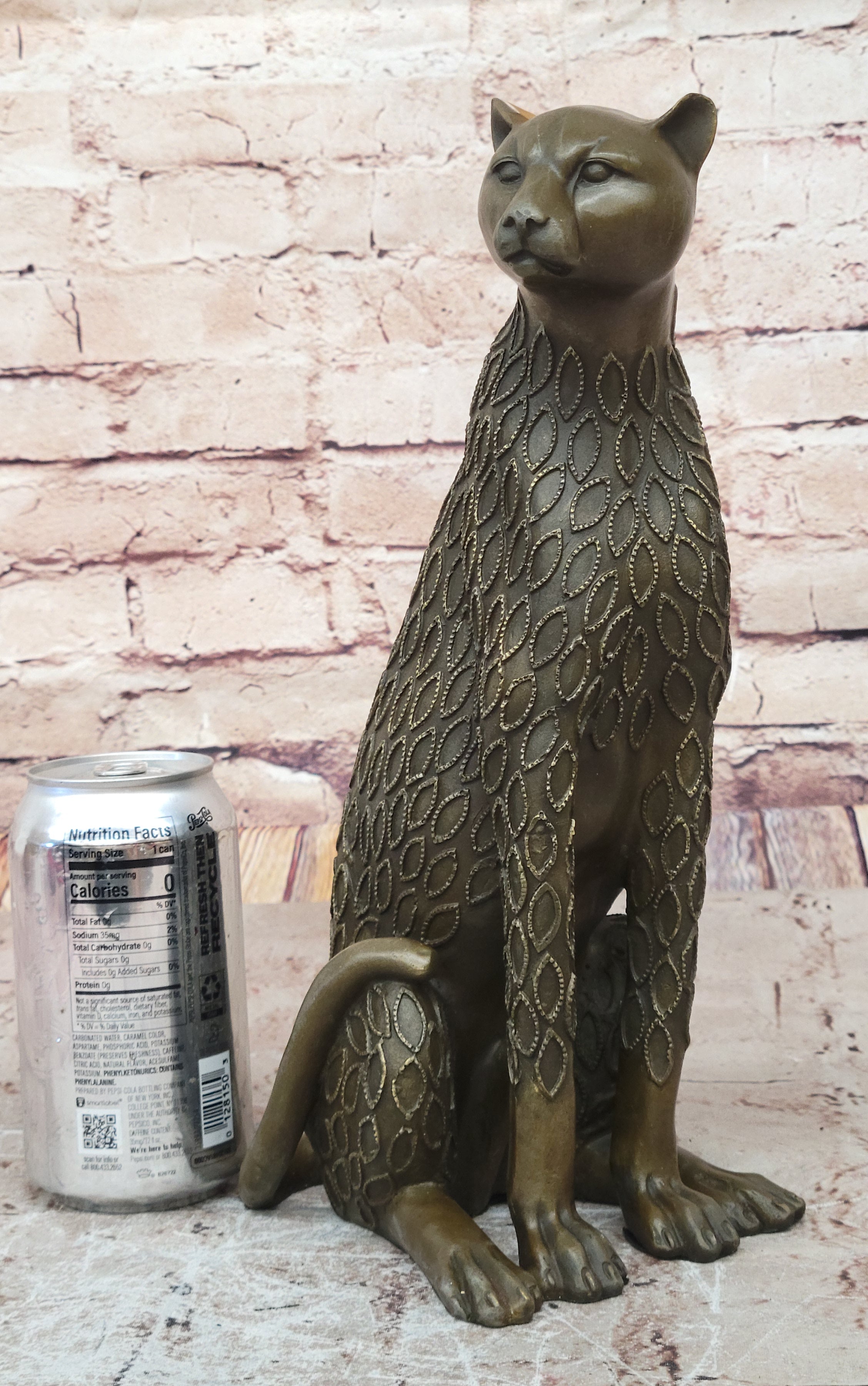 Stylized Bronze Leopard Sculpture; Modern Big Cat Décor for Art Lovers