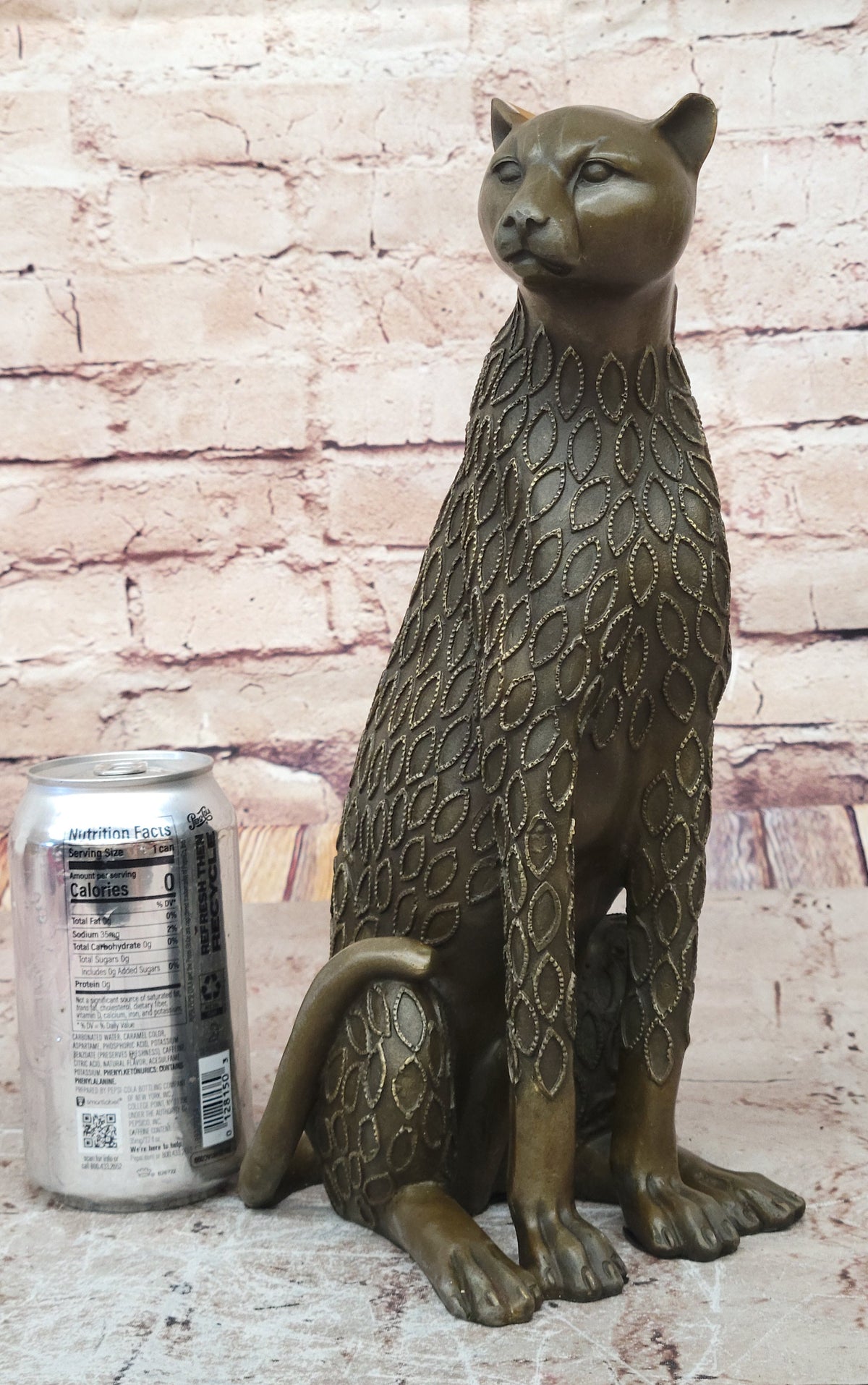 Stylized Bronze Leopard Sculpture; Modern Big Cat Dcor for Art Lovers