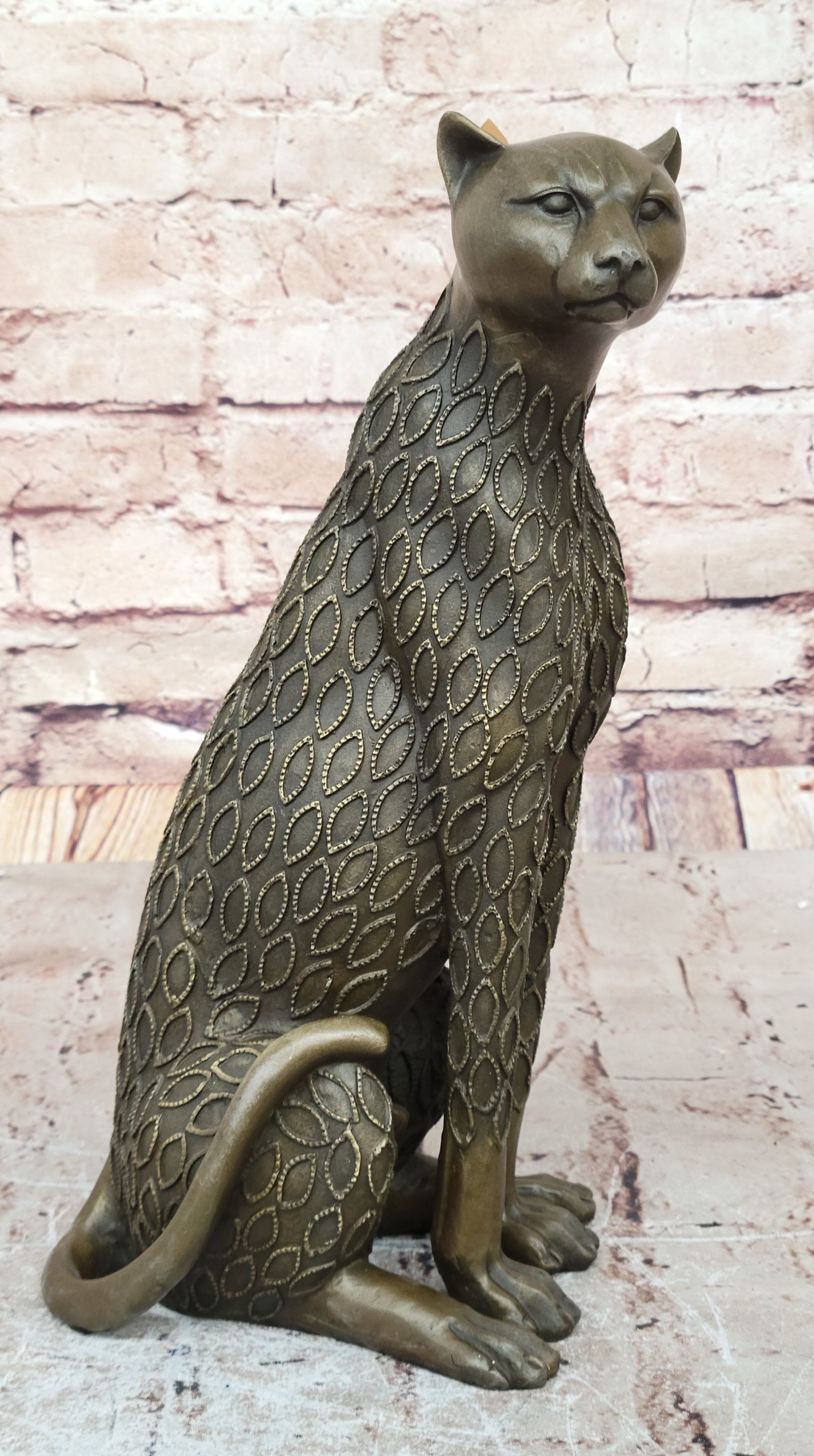 Stylized Bronze Leopard Sculpture; Modern Big Cat Décor for Art Lovers
