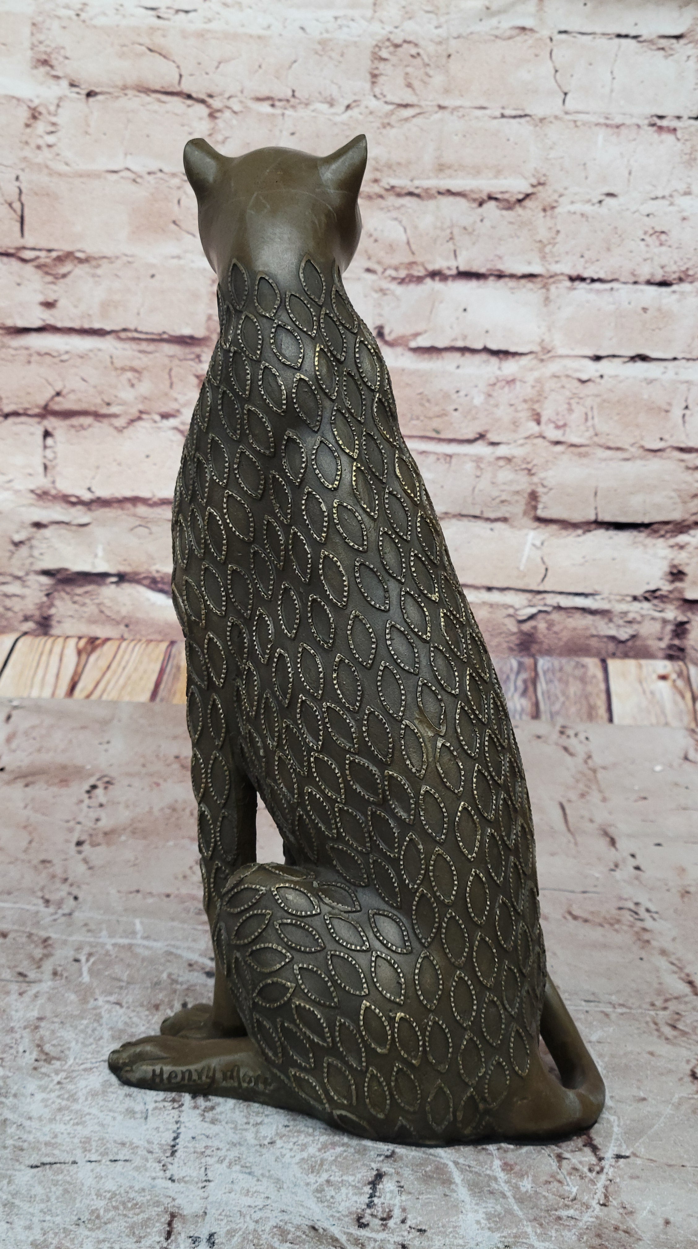 Stylized Bronze Leopard Sculpture; Modern Big Cat Décor for Art Lovers