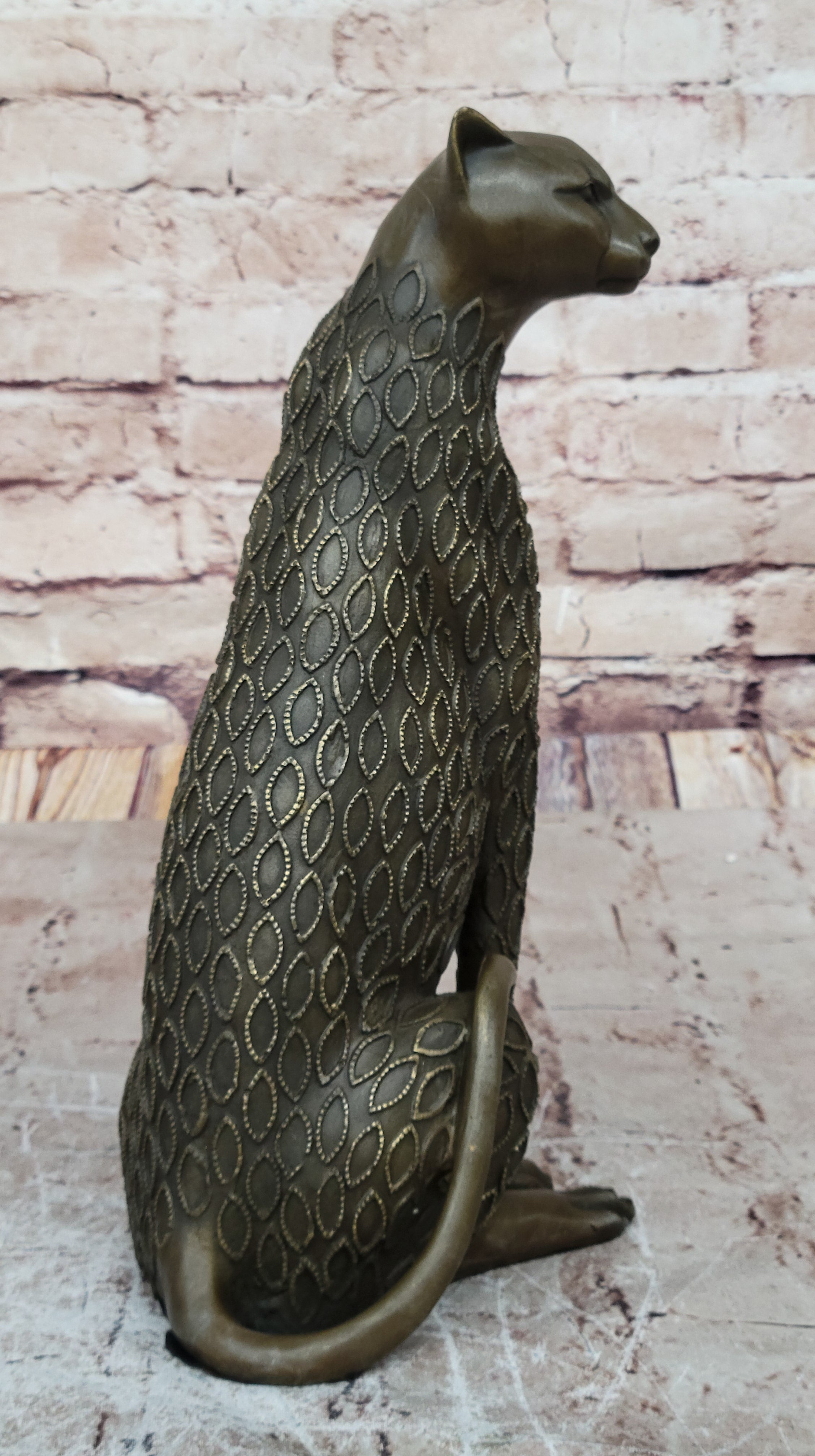 Stylized Bronze Leopard Sculpture; Modern Big Cat Décor for Art Lovers