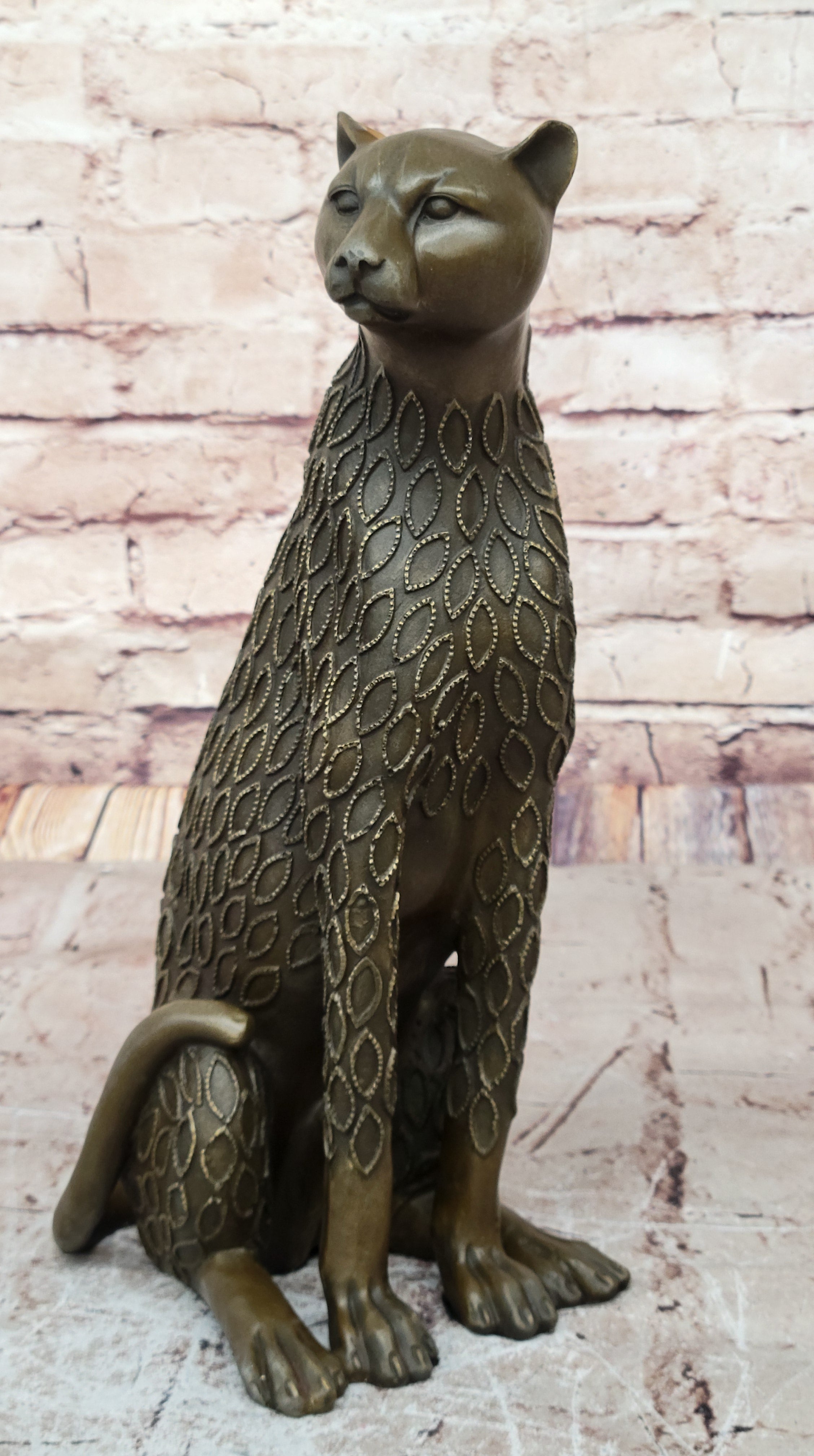 Stylized Bronze Leopard Sculpture; Modern Big Cat Décor for Art Lovers
