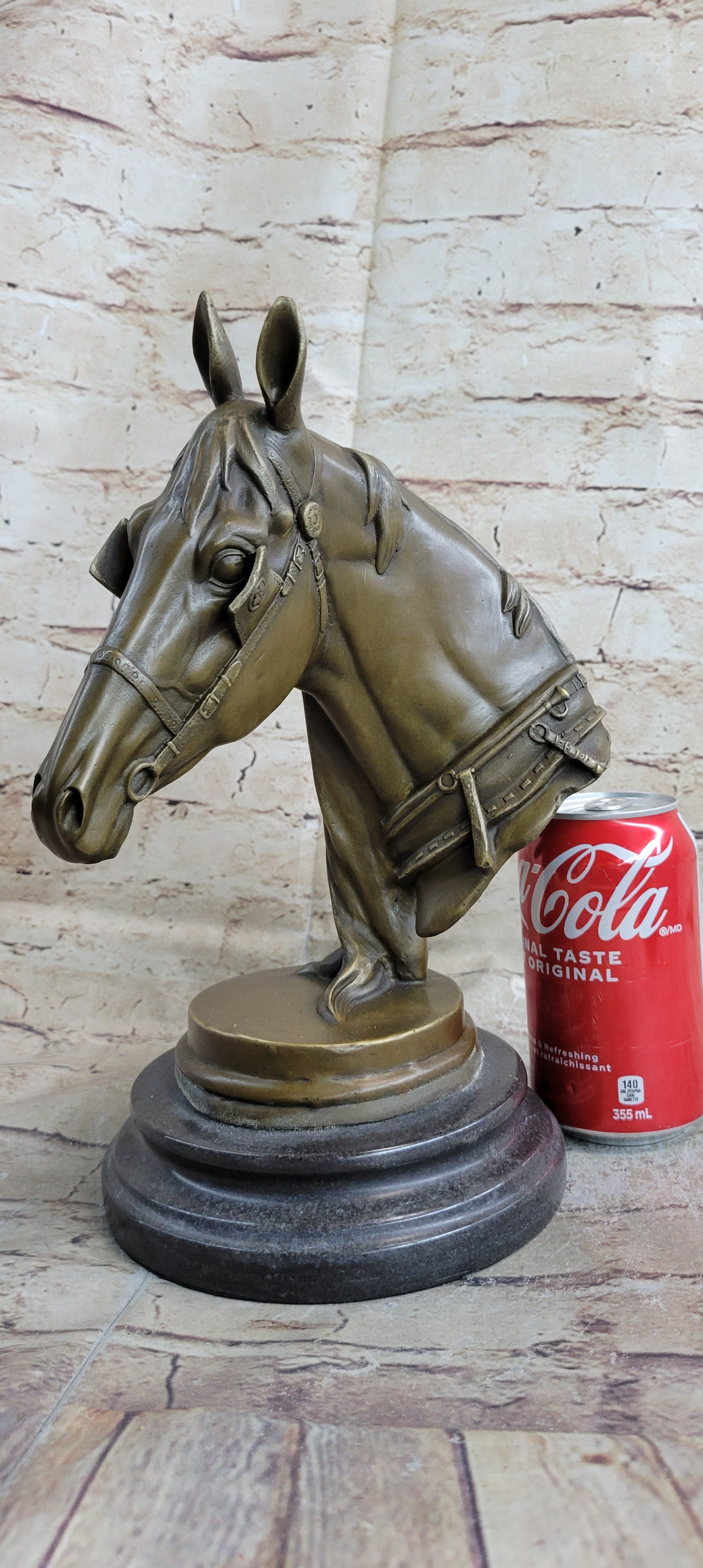 Hot Cast Bronze Horses Head Sculpture Marble Statue Figurine Barye Home Decor Art