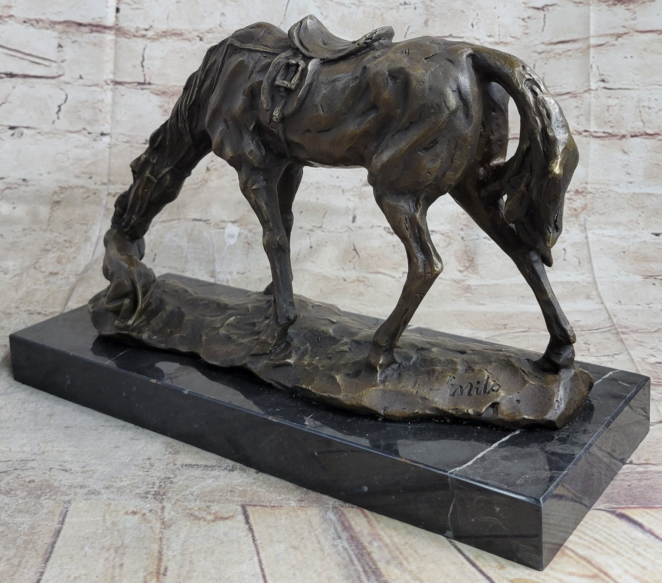 Friendship between Horse & Dog Bronze Statue Sculpture Equestrian Decor