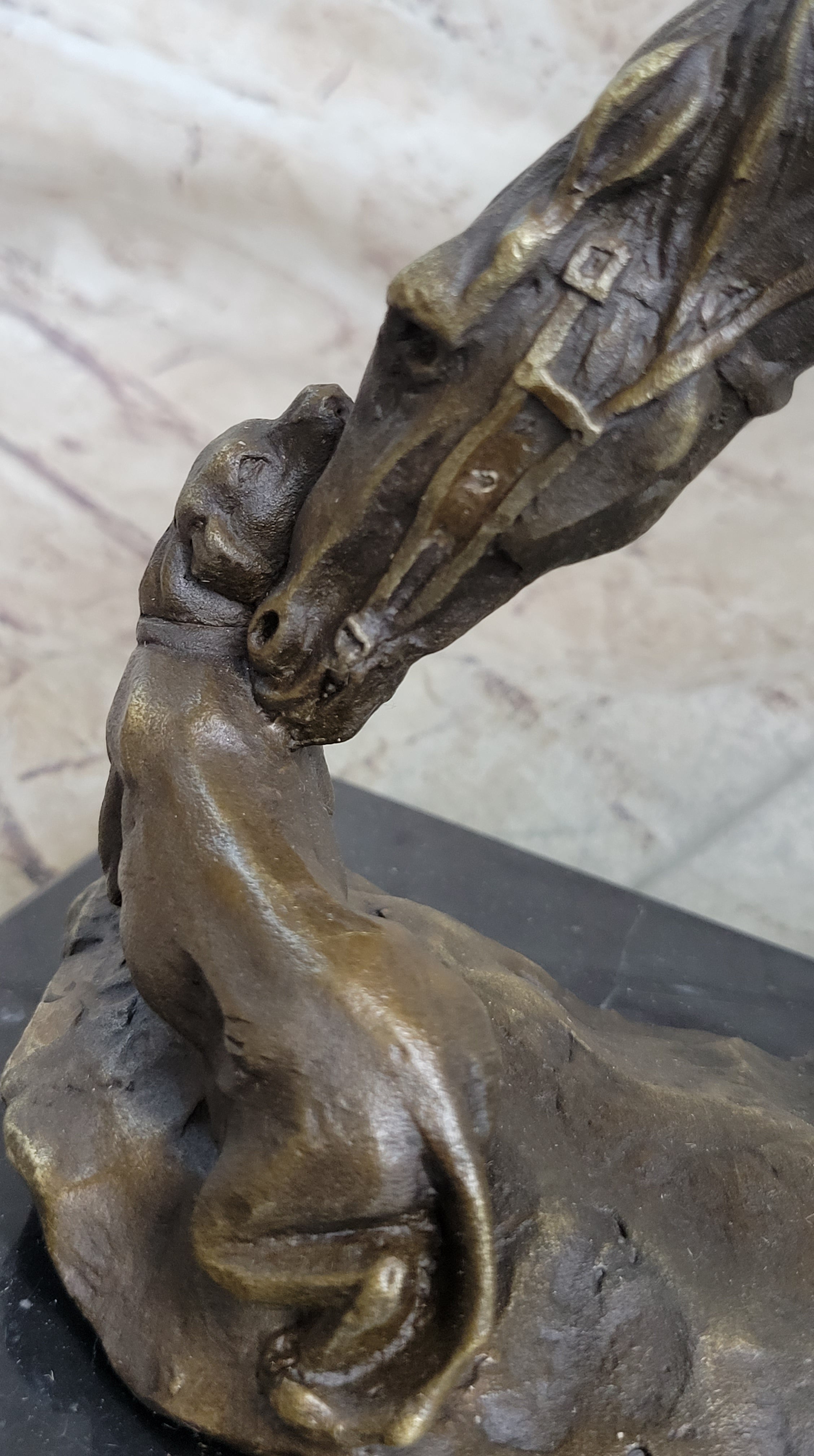 Friendship between Horse & Dog Bronze Statue Sculpture Equestrian Decor