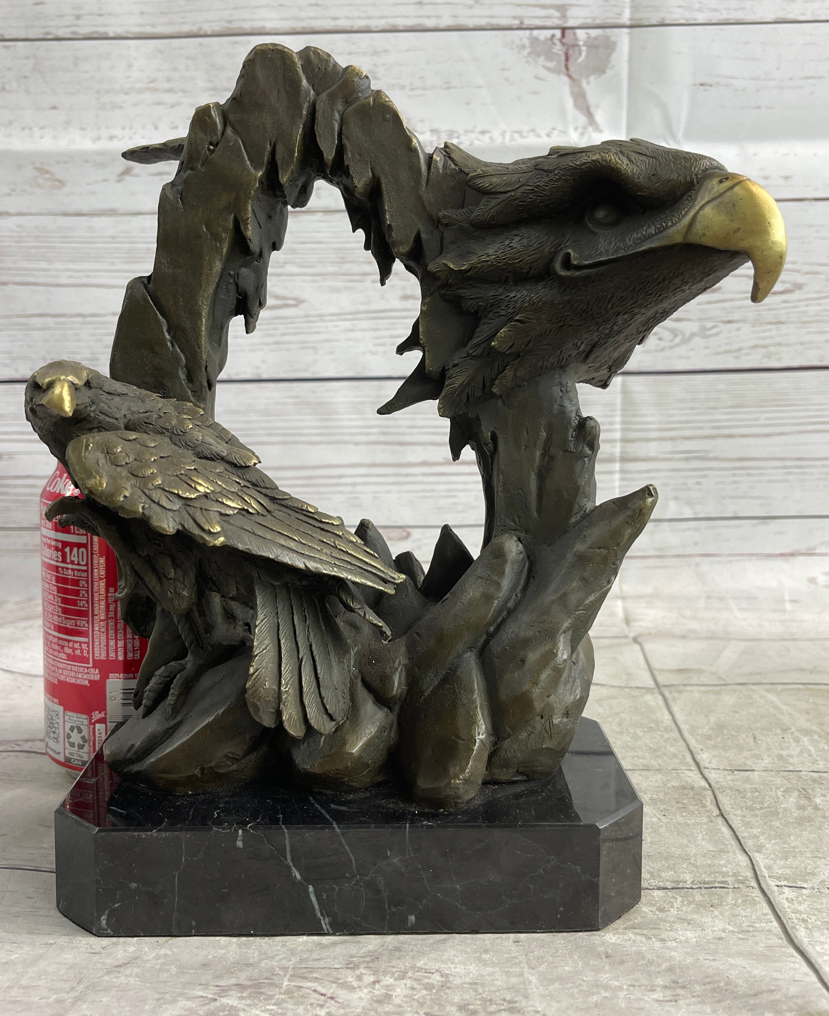Majestic Bald Eagle Head Sculpture Bronze Statue Figurine Wildlife Bird Lover Art Decor