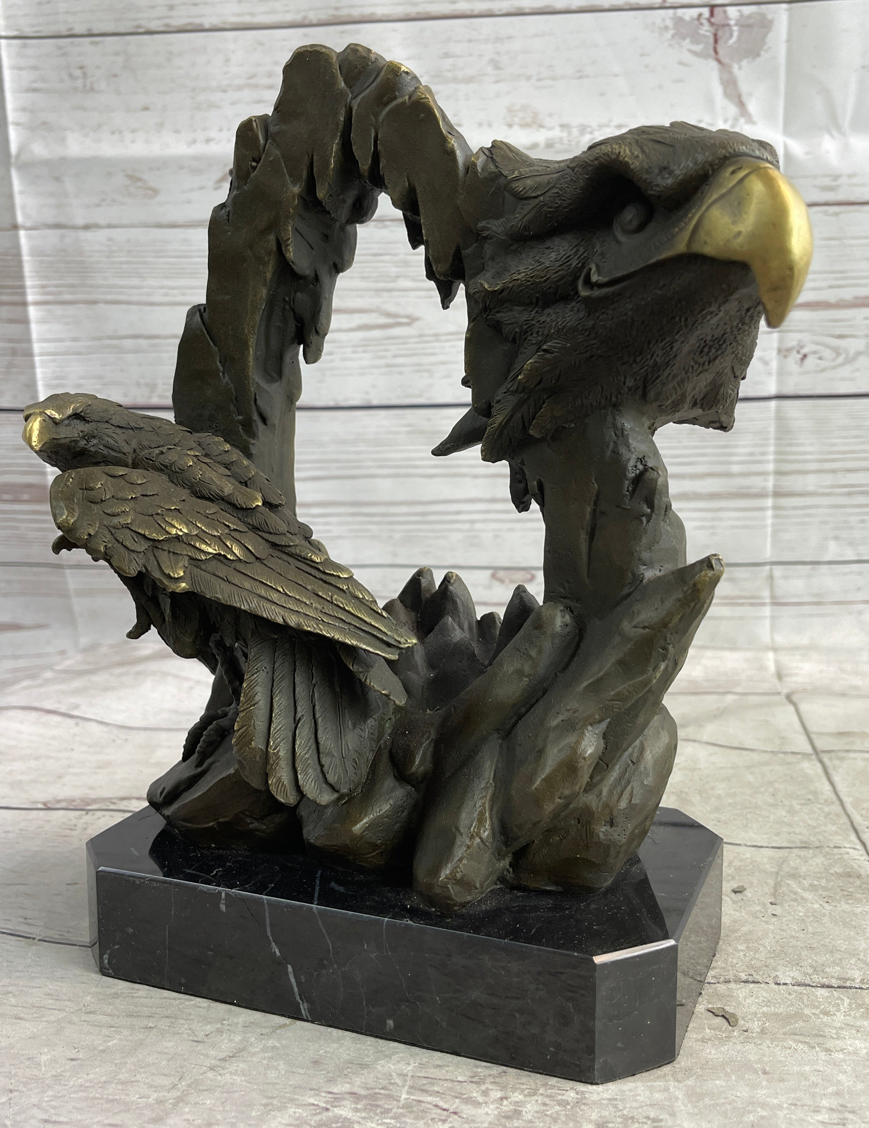 Majestic Bald Eagle Head Sculpture Bronze Statue Figurine Wildlife Bird Lover Art Decor